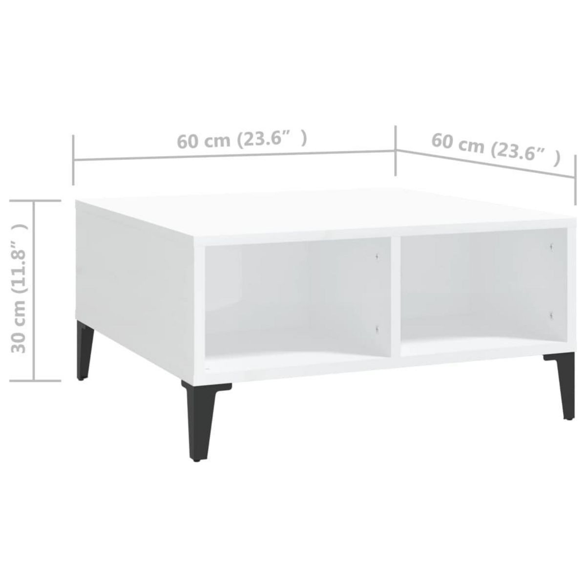 VIDAXL Table basse blanc brillant 60x60x30 cm bois d'ingenierie