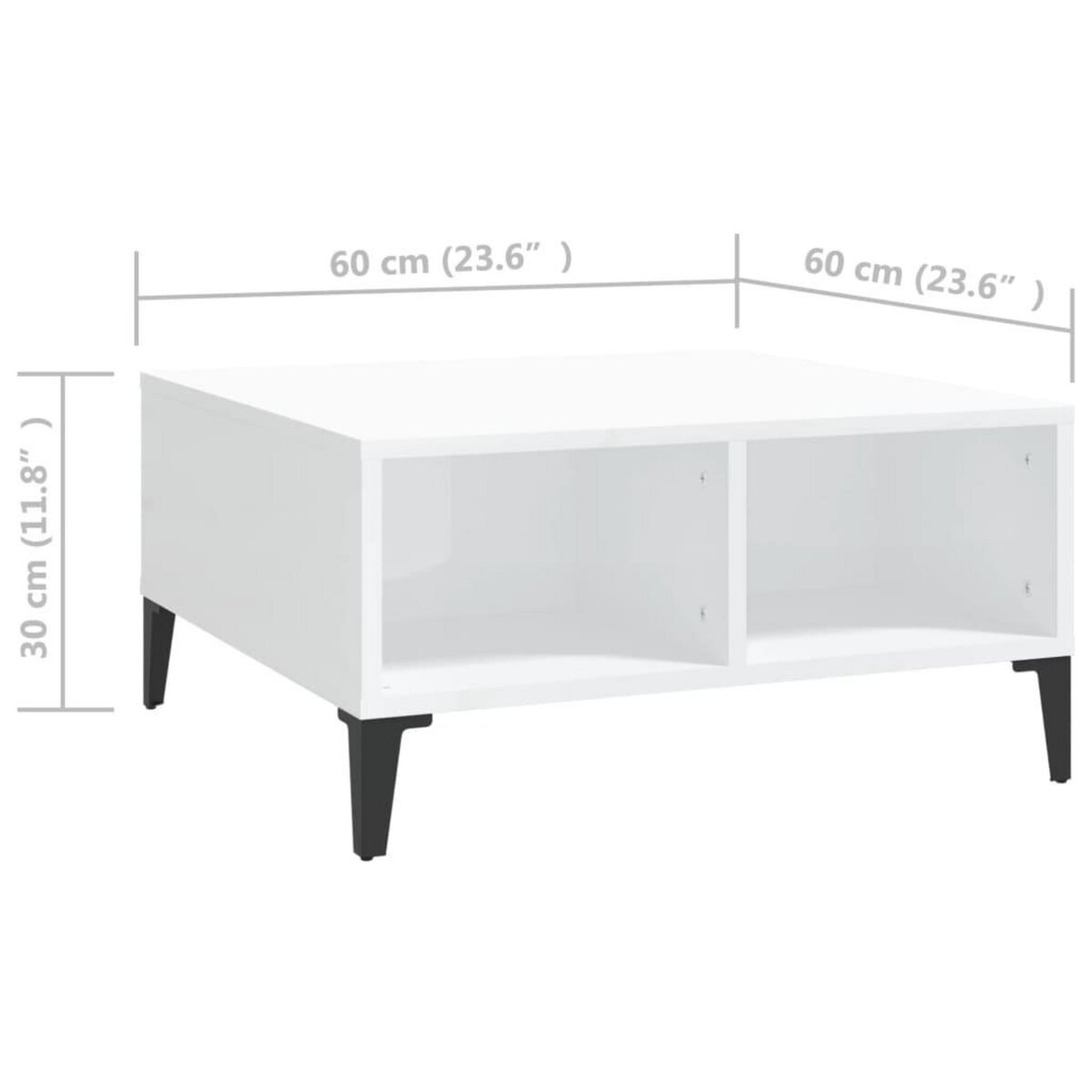 VIDAXL Table basse blanc brillant 60x60x30 cm bois d'ingenierie