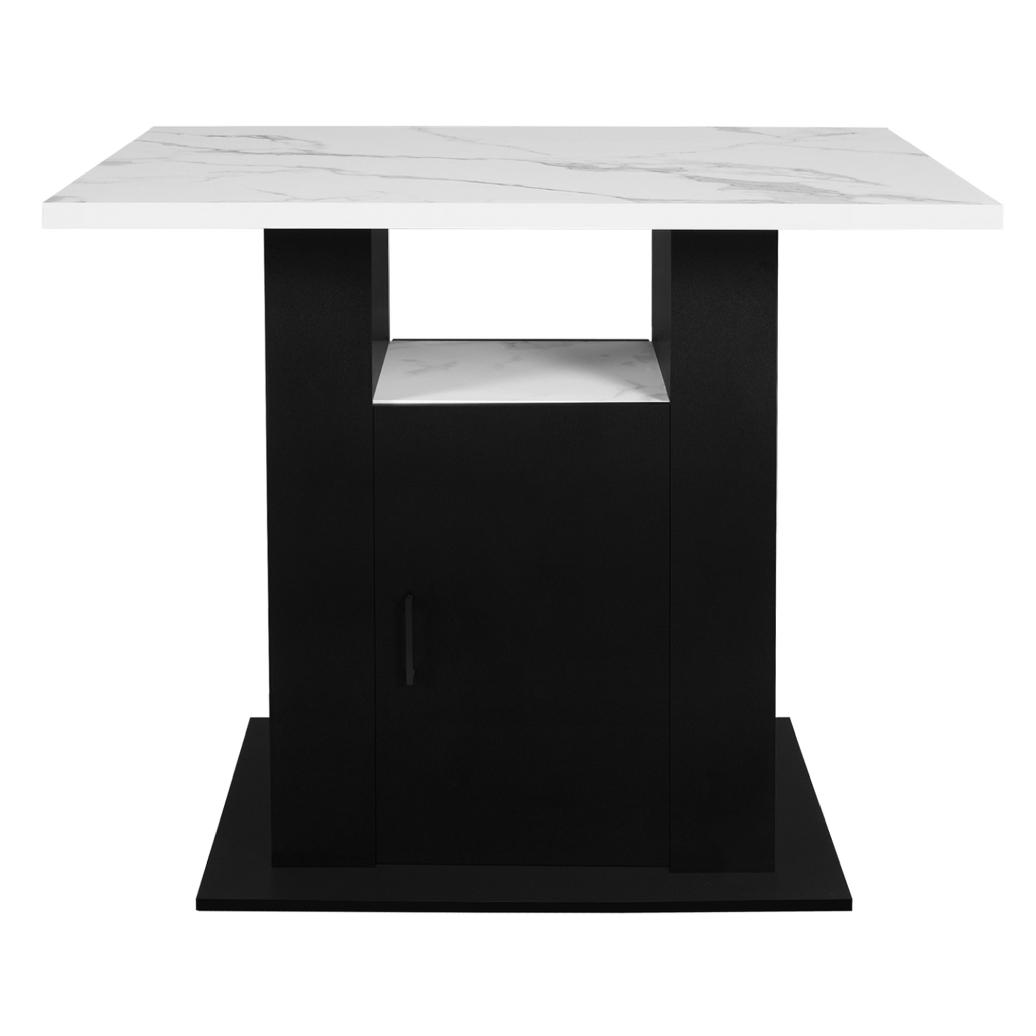 Voir la diapositive 3 : ID MARKET Ilot central ugo 110 cm effet marbre et noir alaska avec rangements