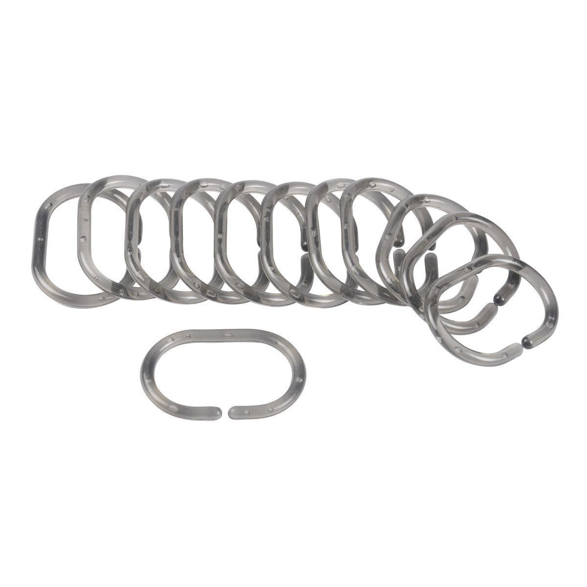 Douceur d'Intérieur Lot de 12 anneaux de rideau de douche translucides  vitamine ii  6cm anthracite