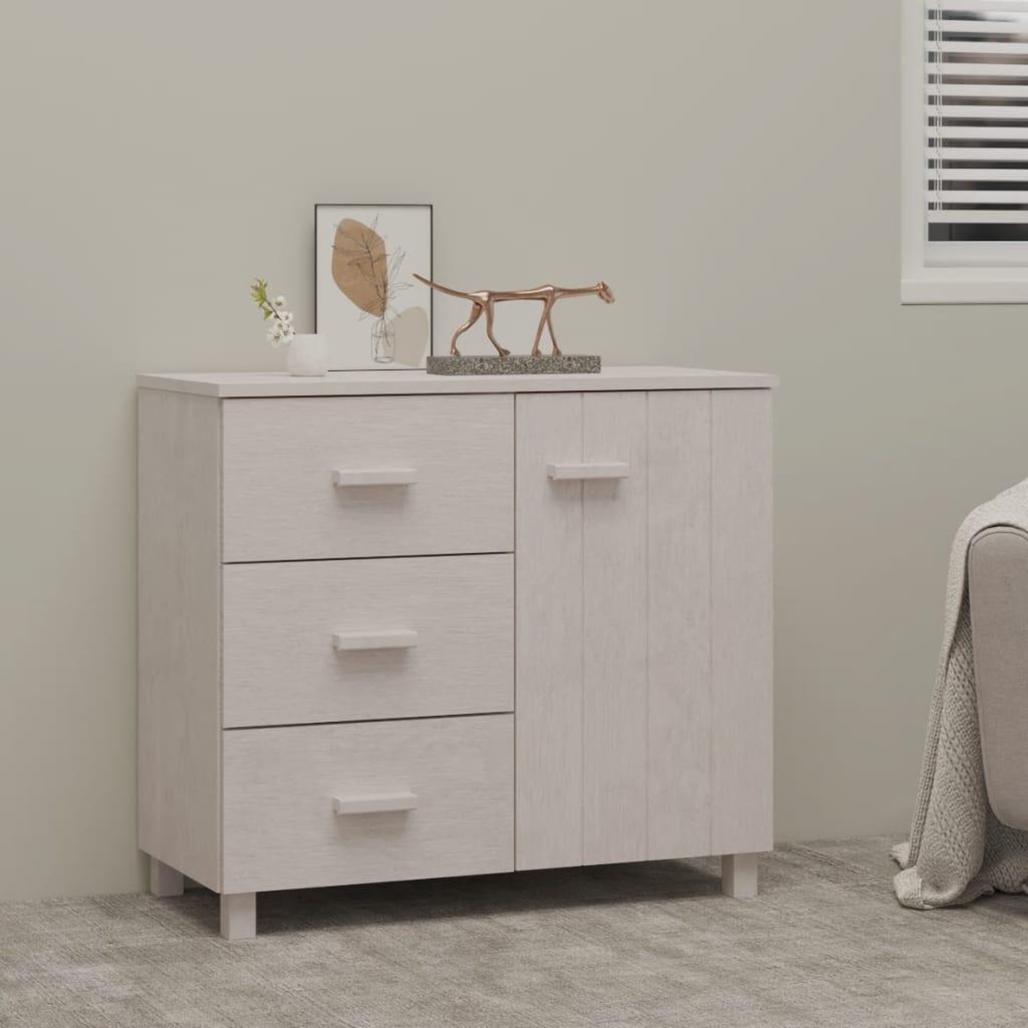VIDAXL Buffet HAMAR Blanc 90x40x80 cm Bois massif de pin