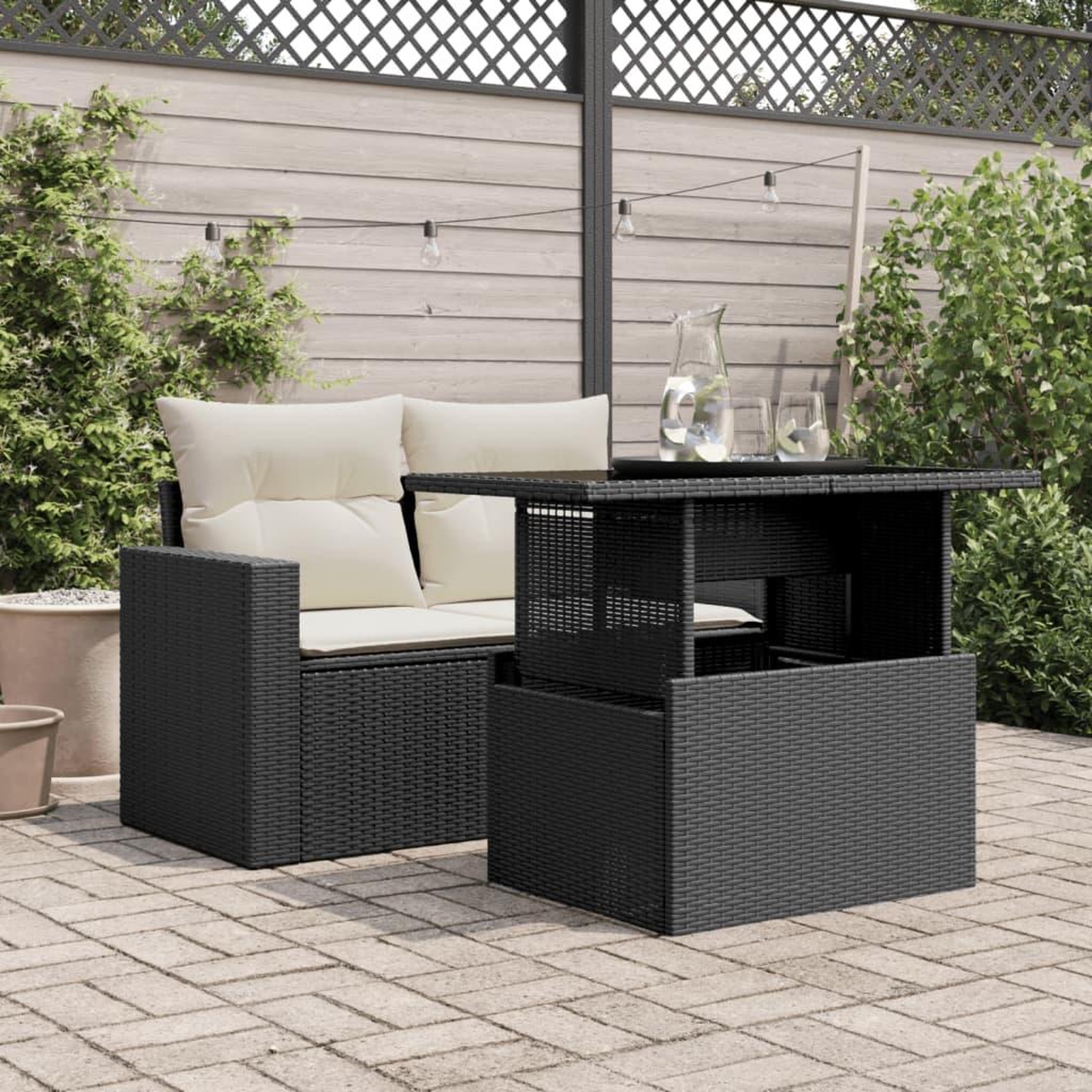 Voir la diapositive 3 : VIDAXL Table de jardin dessus en verre noir 100x55x73cm resine tressee