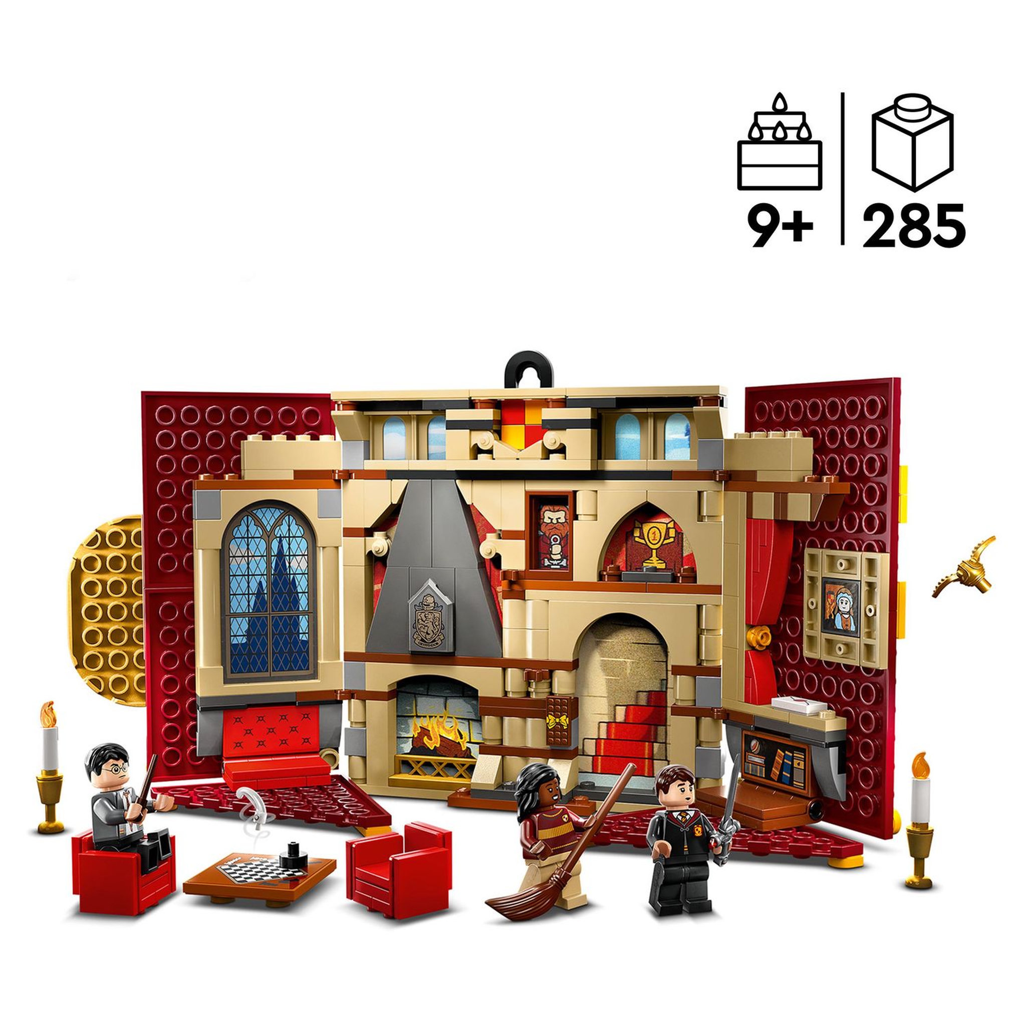 Voir la diapositive 4 : LEGO Harry Potter 76409 - Le blason de la maison Gryffondor, jouet avec 3 Minifigurines, Décoration Murale de la Salle Commune du Château de Poudlard, Collection