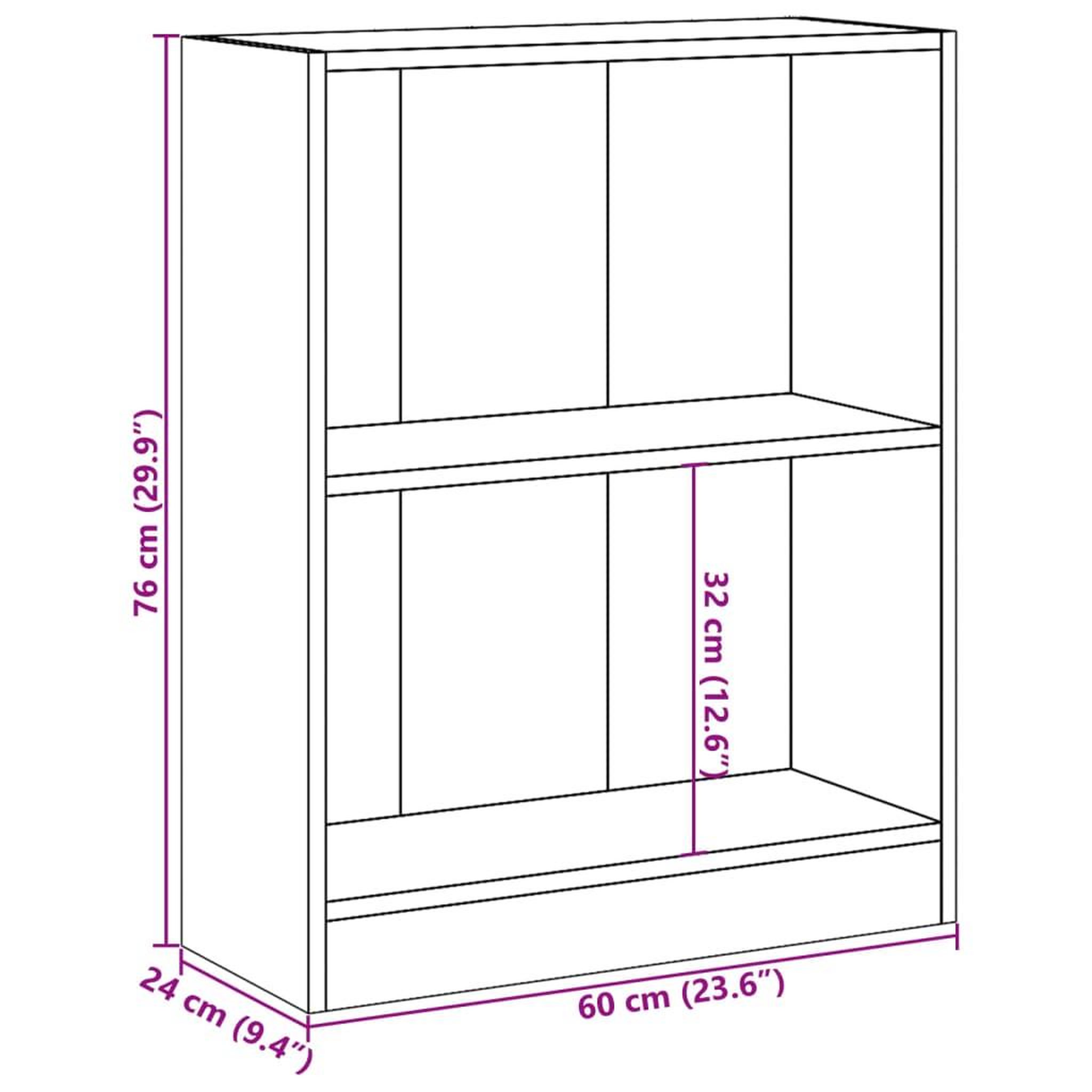 Voir la diapositive 6 : VIDAXL Bibliotheque Sonoma gris 60x24x76 cm Bois d'ingenierie