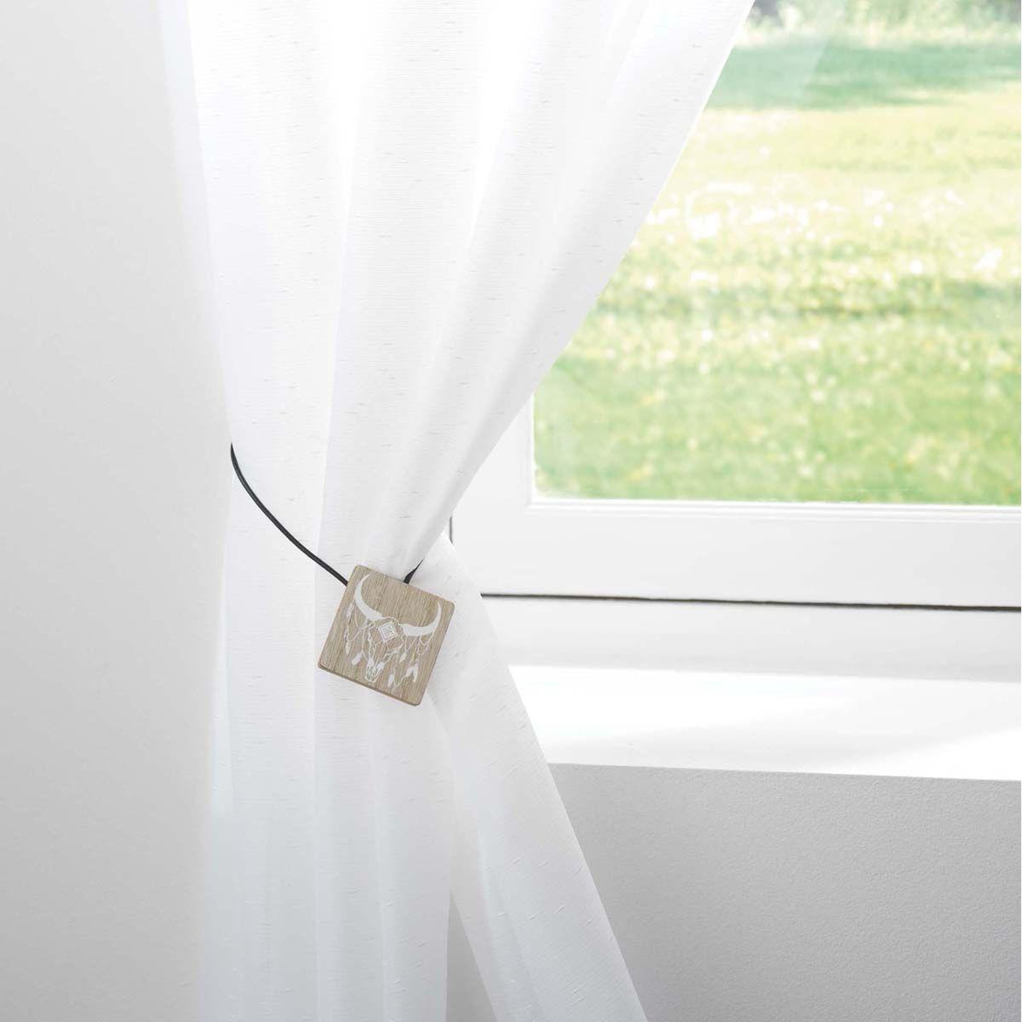 Voir la diapositive 2 : Douceur d'Intérieur Embrasse de rideau aimantée  yankee  43cm blanc