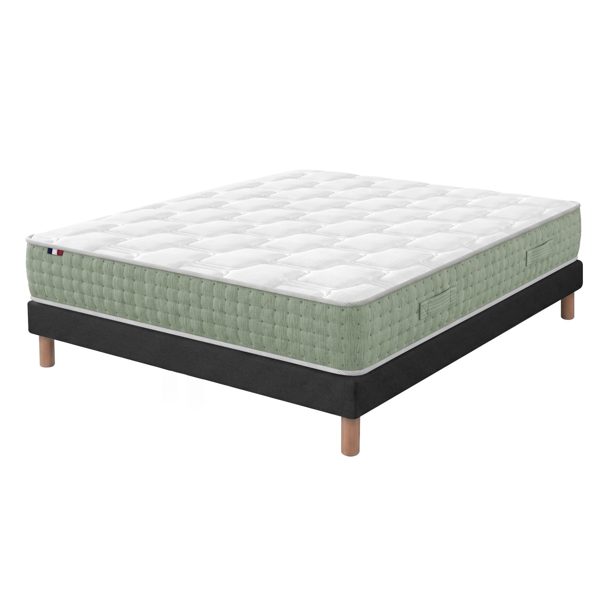 Voir la diapositive 2 : IDLITERIE Ensemble matelas à ressorts HYGGE et sommier déco pour un confort optimal