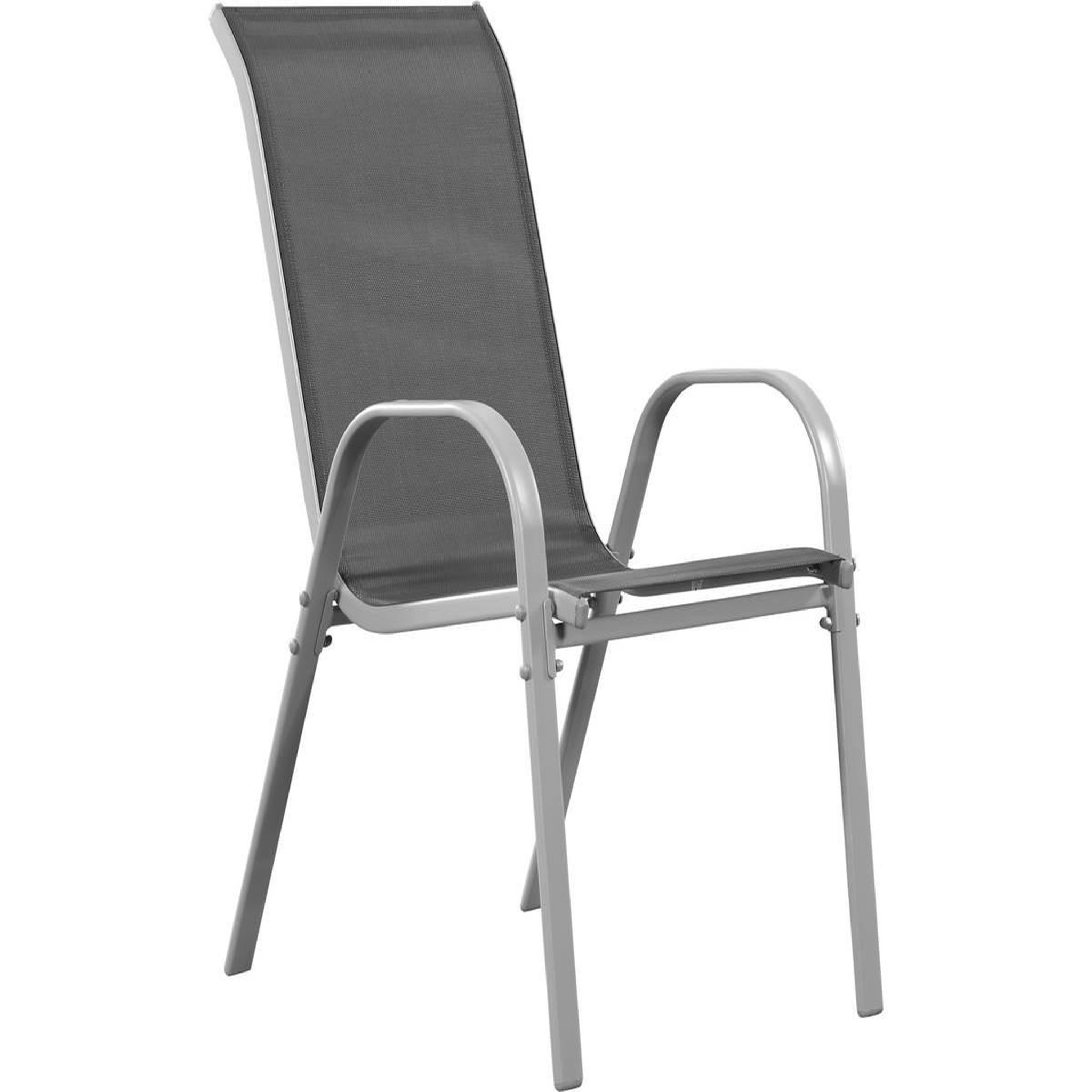 Voir la diapositive 2 : Habitat et Jardin Fauteuil jardin textilène  cordoba  - phoenix - gris foncé/argenté - lot de 4