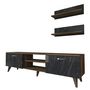 Voir la diapositive 1 : TOILINUX Meuble TV design marbré Ayden - L. 150 x H. 40 cm - Marron noix