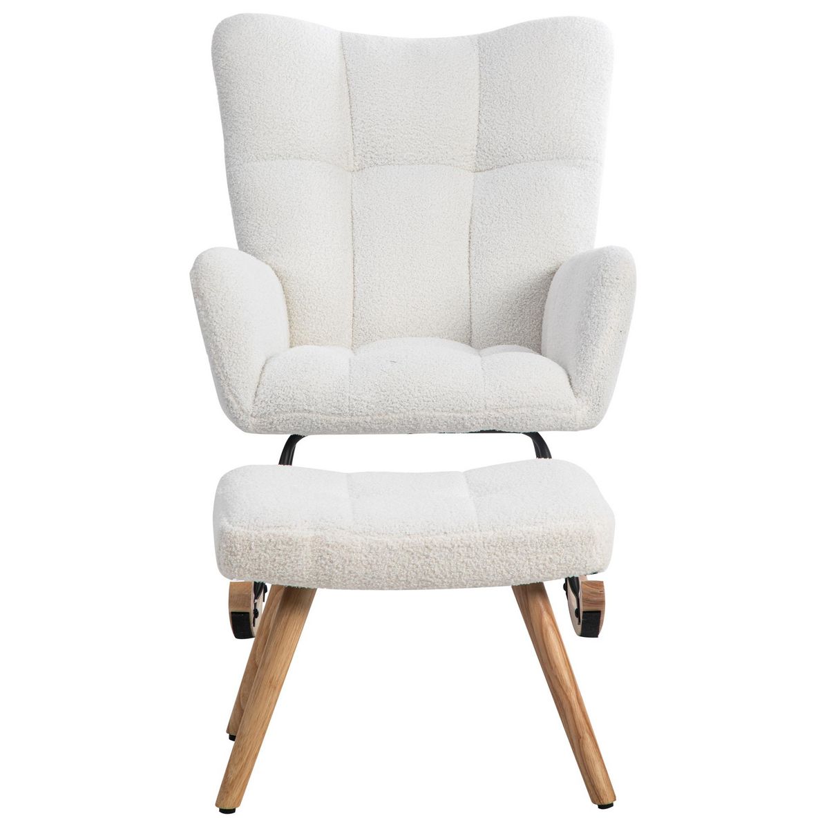 MERAX Rocking-chair Fauteuil à Bascule Avec 1 Repose-pieds Blanc