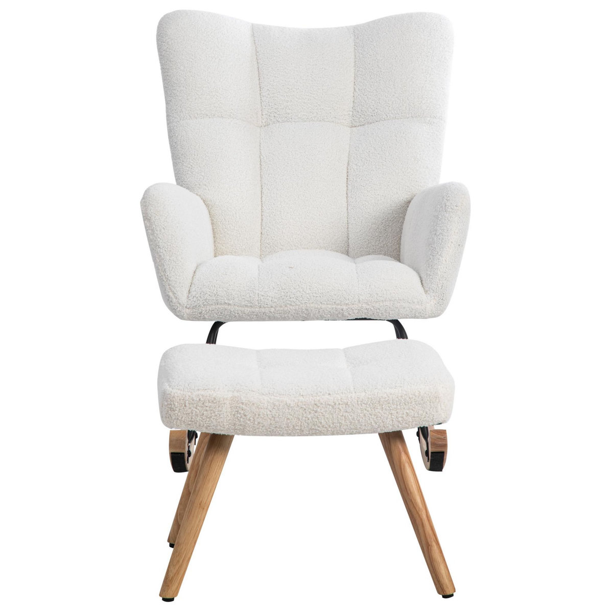 MERAX Rocking-chair Fauteuil à Bascule Avec 1 Repose-pieds Blanc