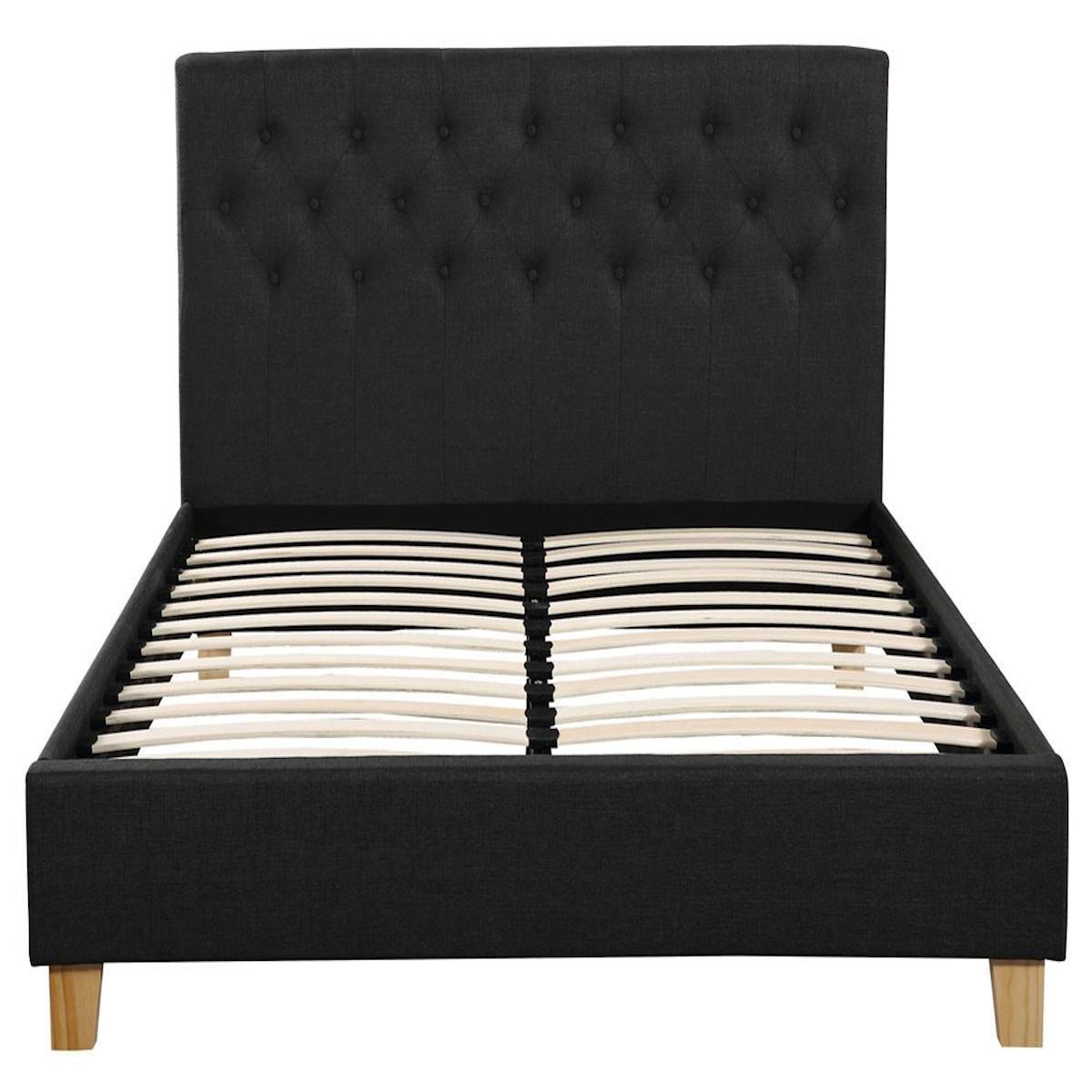 Habitat et Jardin Lit  Emmy  - 160 x 200 cm - Gris foncé