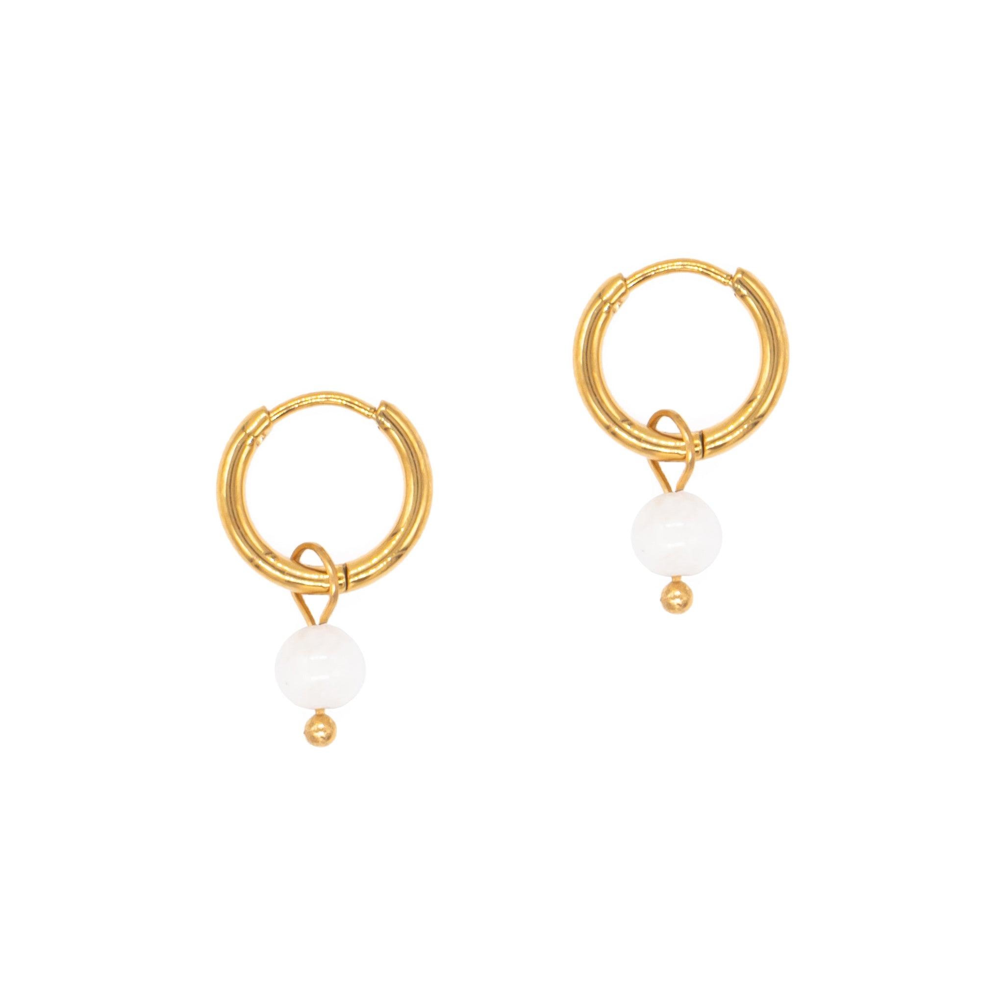 Voir la diapositive 1 : SLOYA Boucles d'oreilles créoles Serena en Pierres de Lune