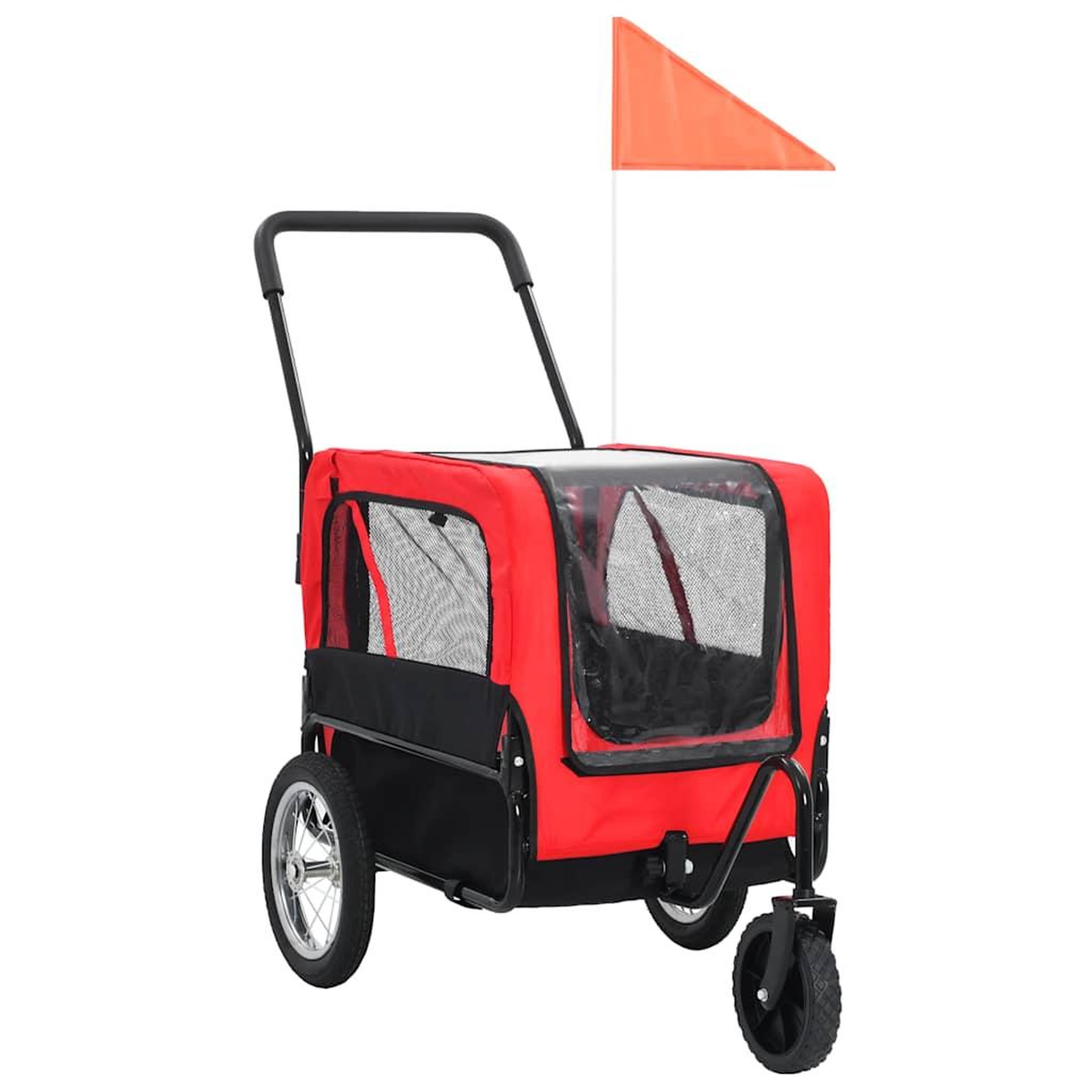 VIDAXL Remorque de velo pour chiens et poussette 2-en-1 rouge et noir