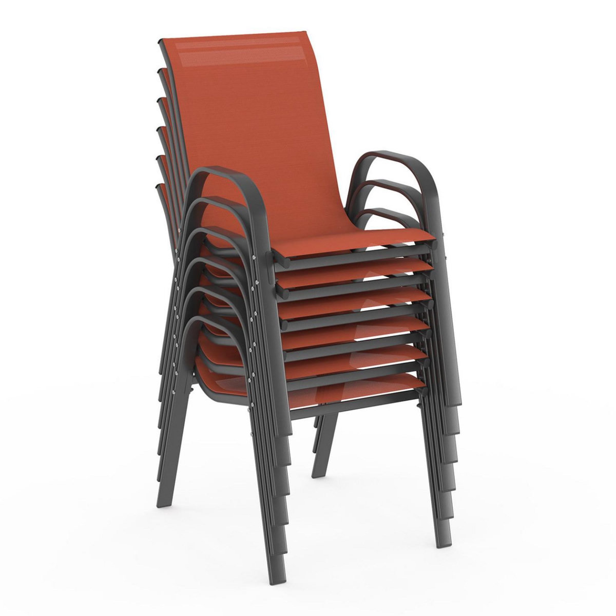 ID MARKET Salon de jardin MADRID table 240 CM et 10 chaises empilables terracotta