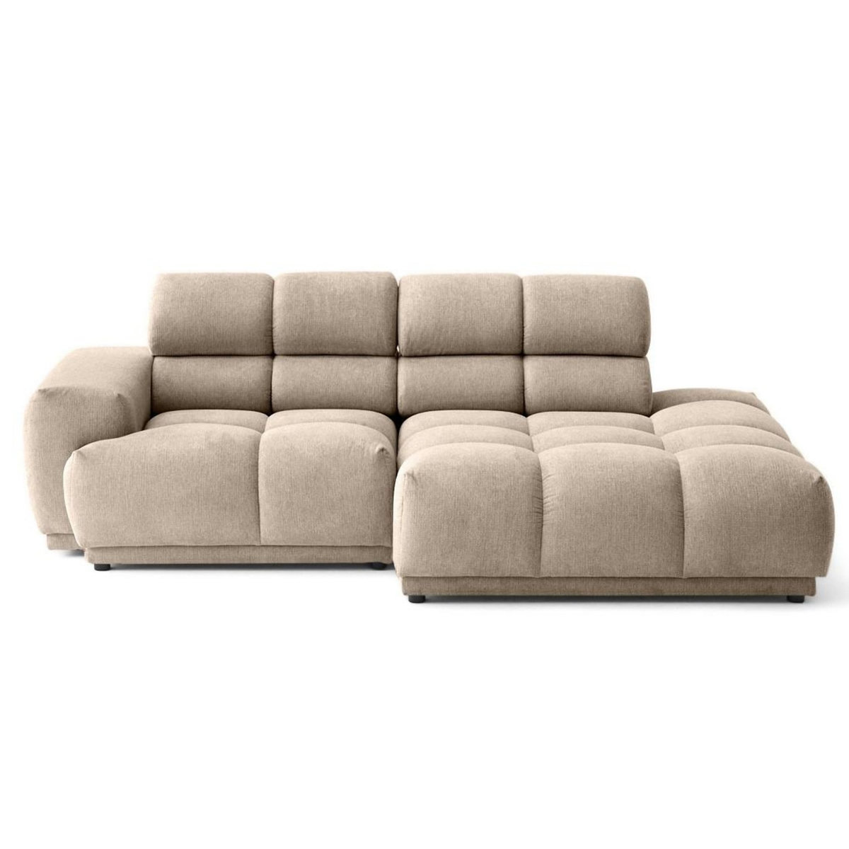 LISA DESIGN Matera - canapé d'angle droit 3 places avec têtières réglables en tissu texturé