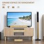 Voir la diapositive 4 : HOMCOM Meuble TV banc TV design Urban Craft - 2 portes coulissantes, 2 niches - piètement cylindrique - panneaux particules aspect bois clair
