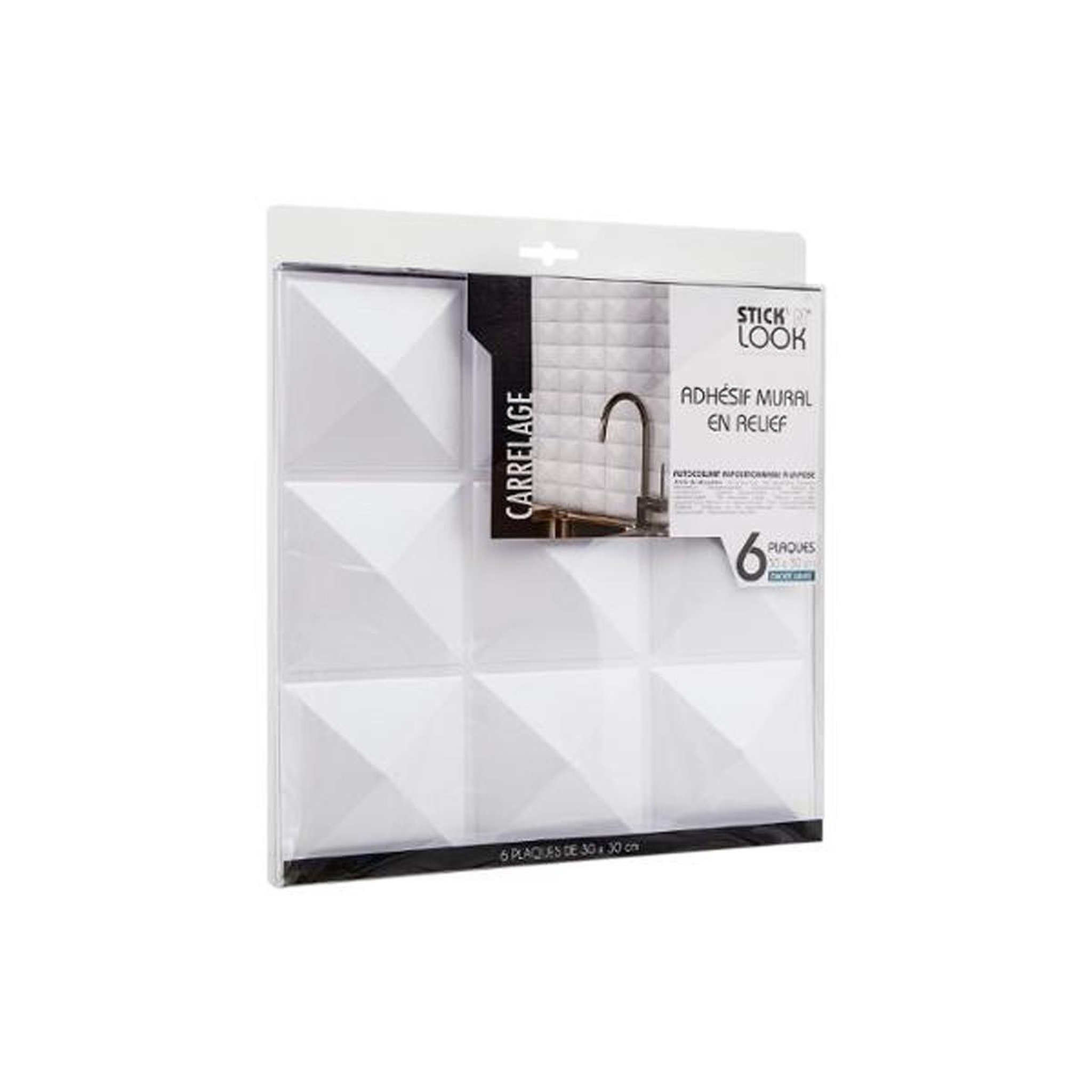 Voir la diapositive 2 : Stick'n Look Lot de 6 stickers mureaux  piky  30x30cm blanc