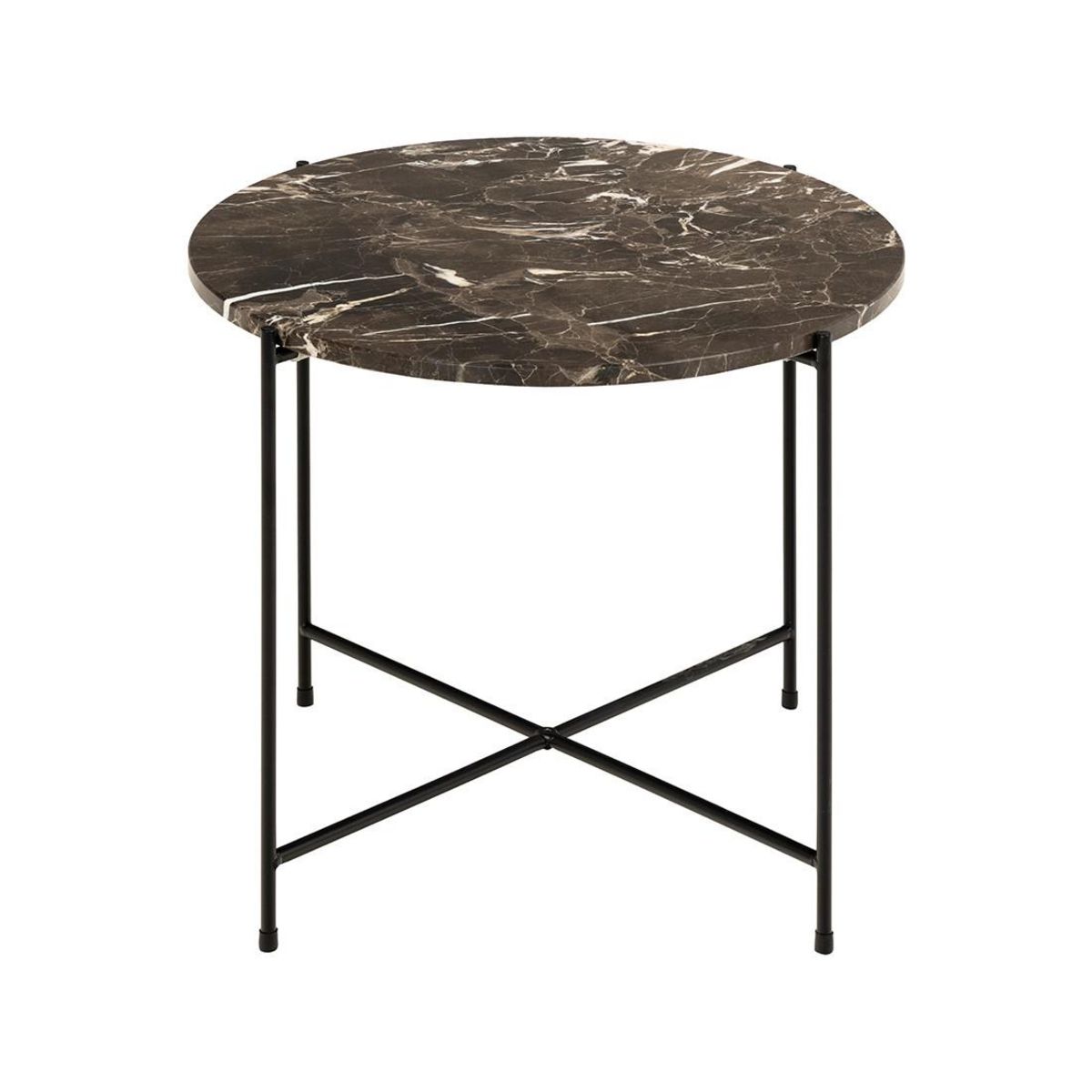 LISA DESIGN Ezaro - table basse ronde - 52 cm - plateau en marbre - pieds en acier