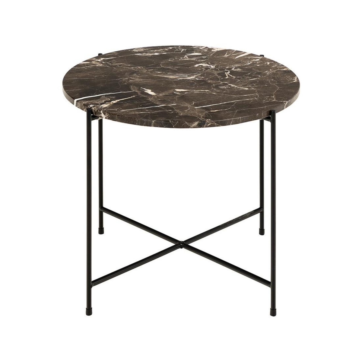 LISA DESIGN Ezaro - table basse ronde - 52 cm - plateau en marbre - pieds en acier