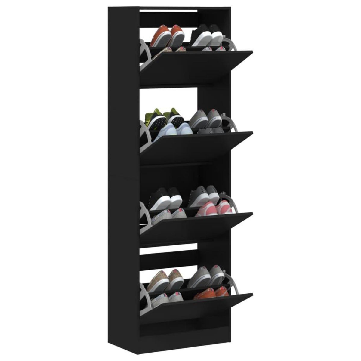 VIDAXL Armoire a chaussures 4 tiroirs rabattables noir 60x34x187,5 cm