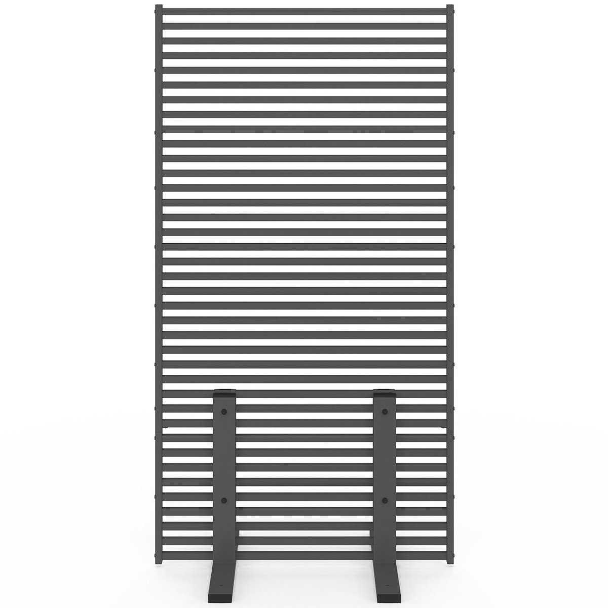 ID MARKET Paravent extérieur ajouré claustra décoratif 80 x 150 cm persiennes horizontales métal gris anthracite