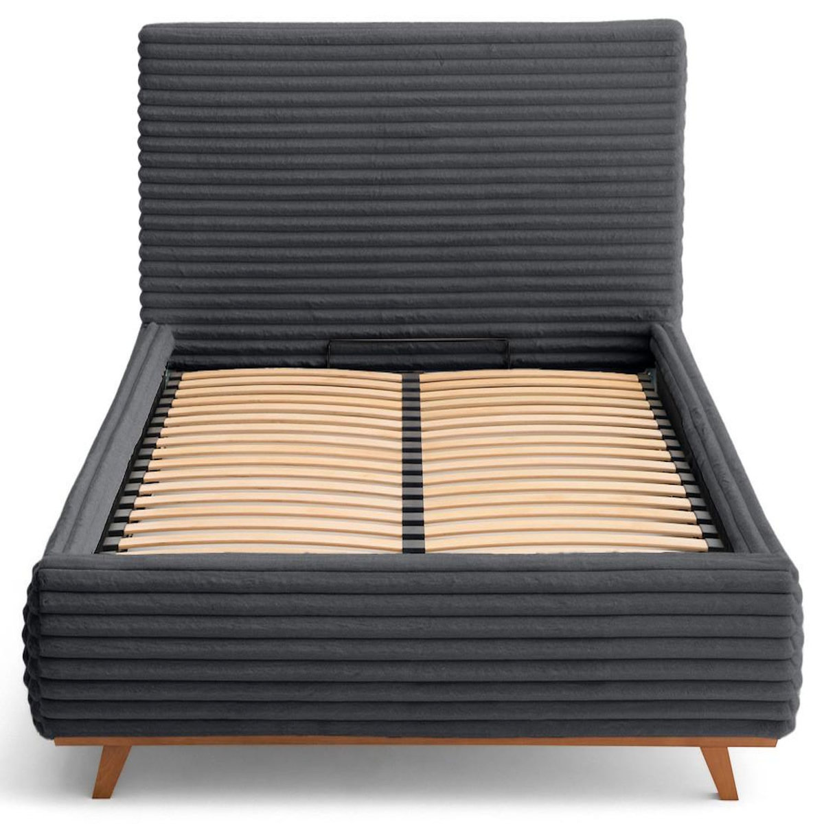 BEST MOBILIER Cristal - lit coffre - 140x200 - sommier inclus - fausse fourrure côtelée