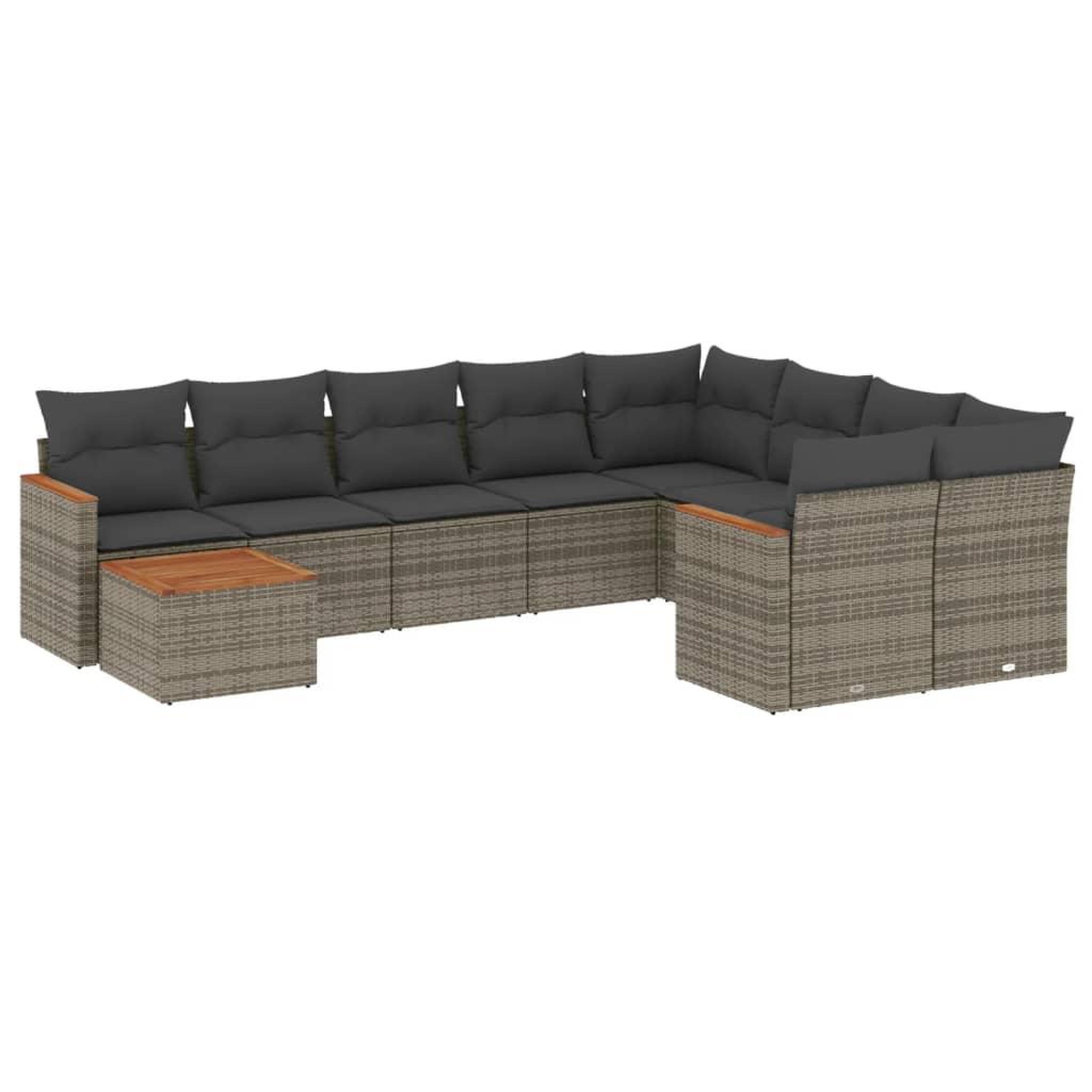 Voir la diapositive 2 : VIDAXL Salon de jardin avec coussins 10 pcs gris resine tressee