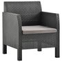 Voir la diapositive 3 : VIDAXL Salon de jardin 3 pcs avec coussins PP Rotin Anthracite