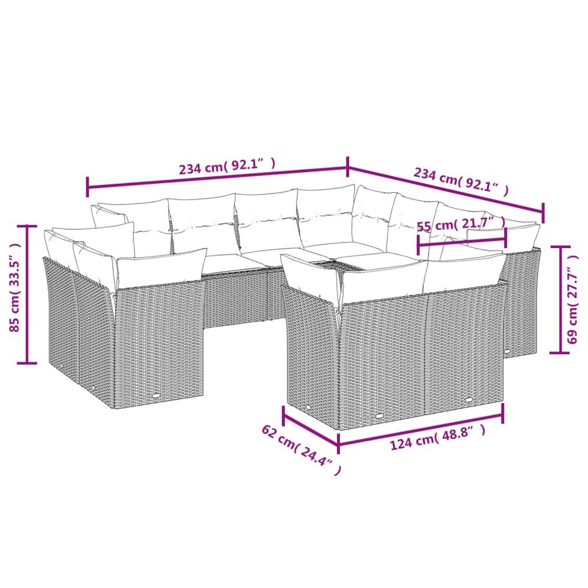 Voir la diapositive 4 : VIDAXL Salon de jardin 11 pcs avec coussins noir resine tressee