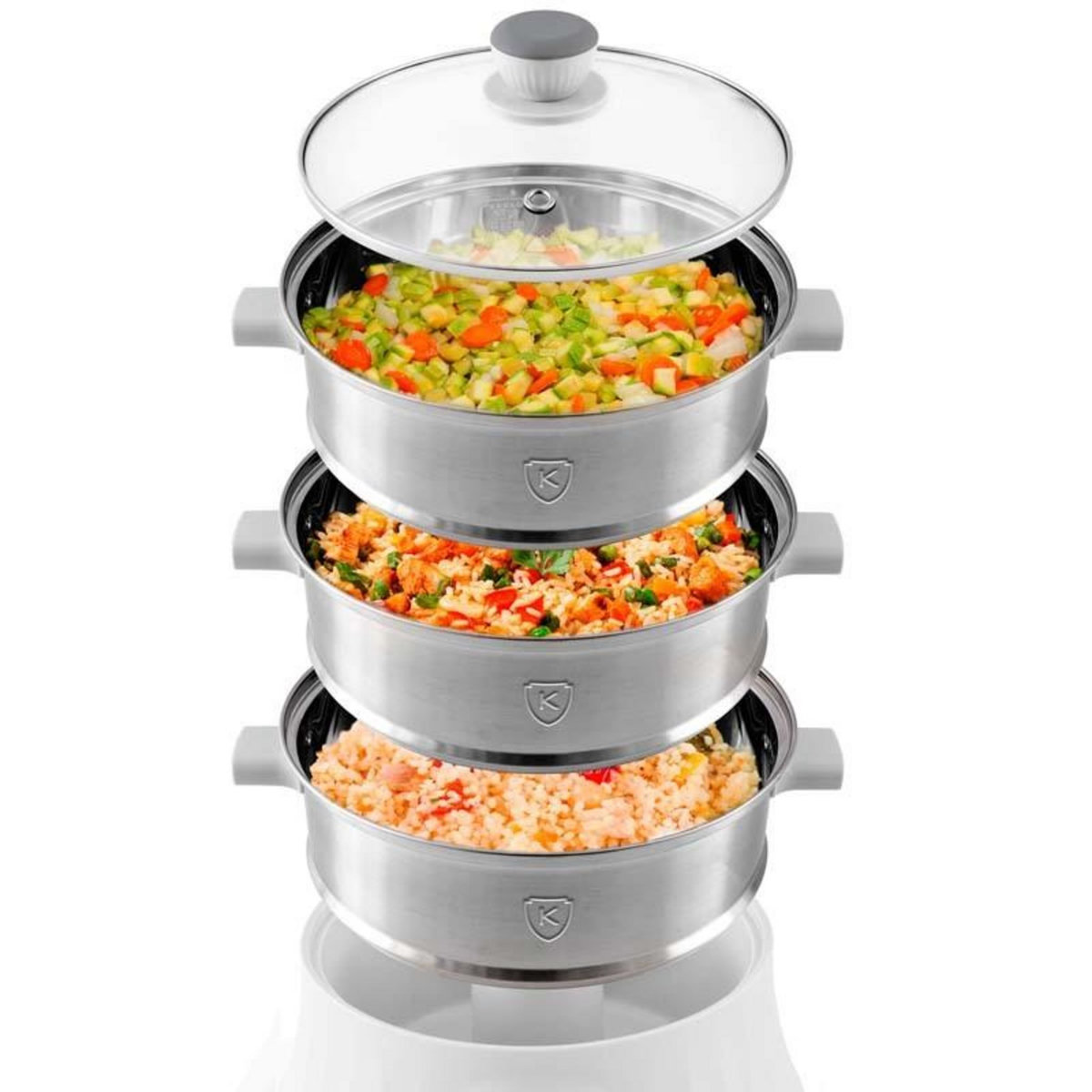 KITCHENCOOK Kitchencook - Cuiseur Vapeur Et Couscoussier électrique - 9 Litres - 900w - Cuisson Programmable - Ecran Led - Maintien Au Chaud