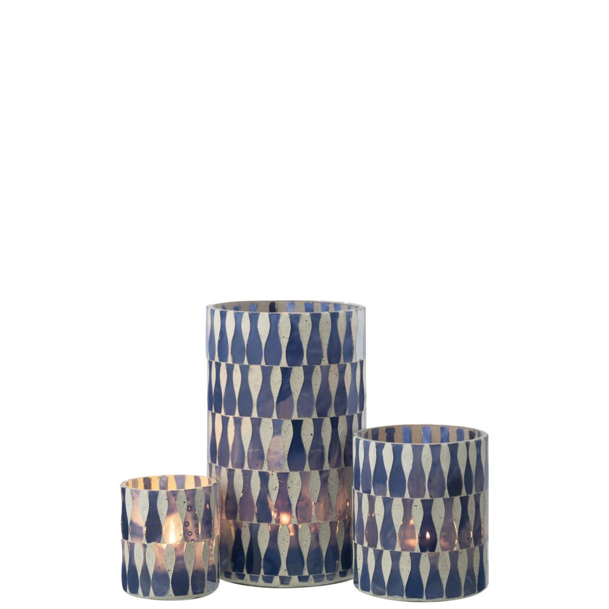 Voir la diapositive 5 : J-LINE Photophore déco en verre  santorin  18cm bleu