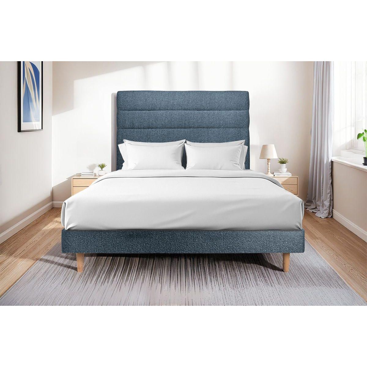 Sommeil de Plomb Lit avec tête de lit lignes bouclette et sommier kit- Hauteur totale : 29cm