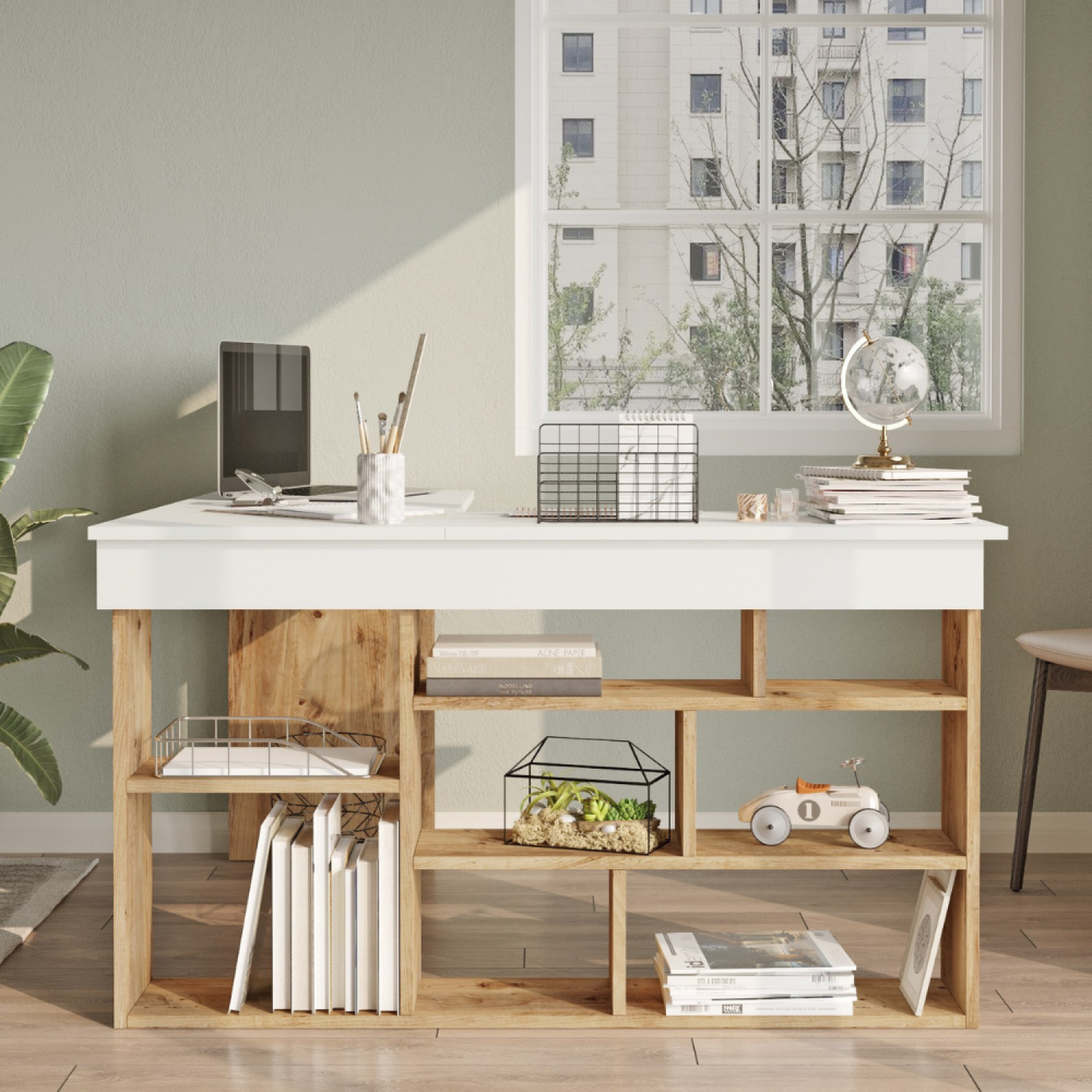 Voir la diapositive 3 : CONCEPT USINE Bureau d'angle design avec étagères tyo