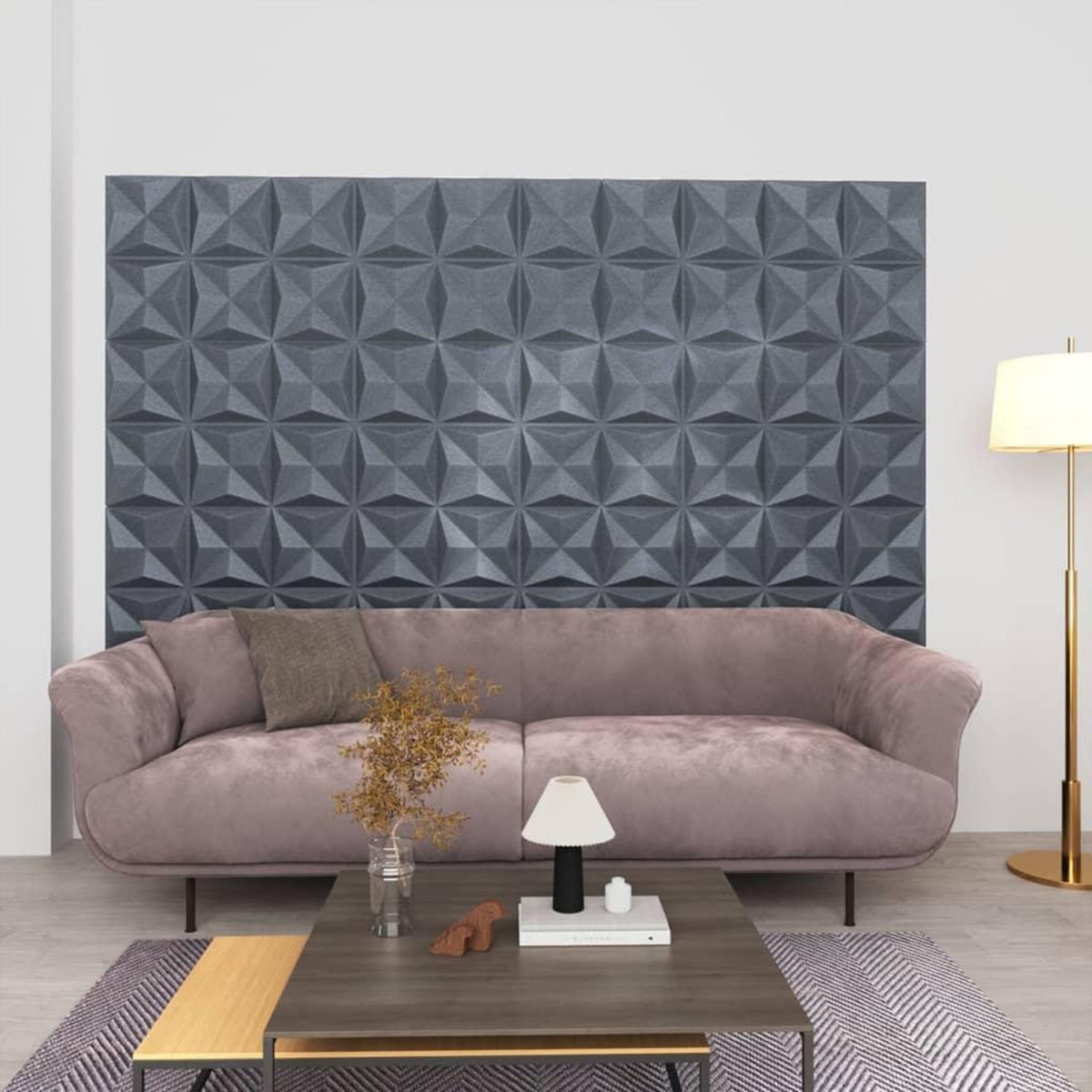 VIDAXL Panneaux muraux 3D 48 pcs 50x50 cm gris origami 12 m²