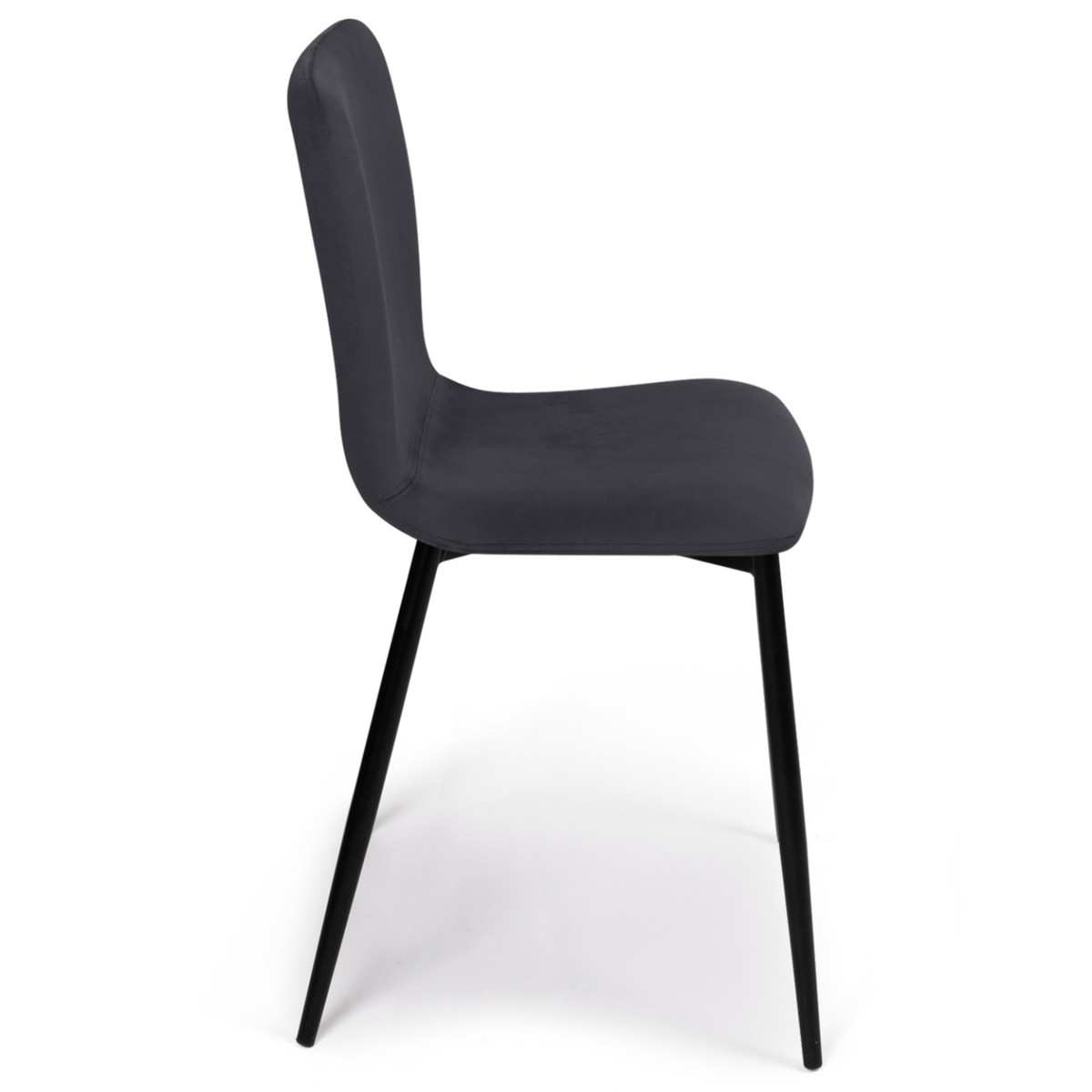 ID MARKET Lot de 4 chaises MACHA en velours gris foncé pour salle à manger
