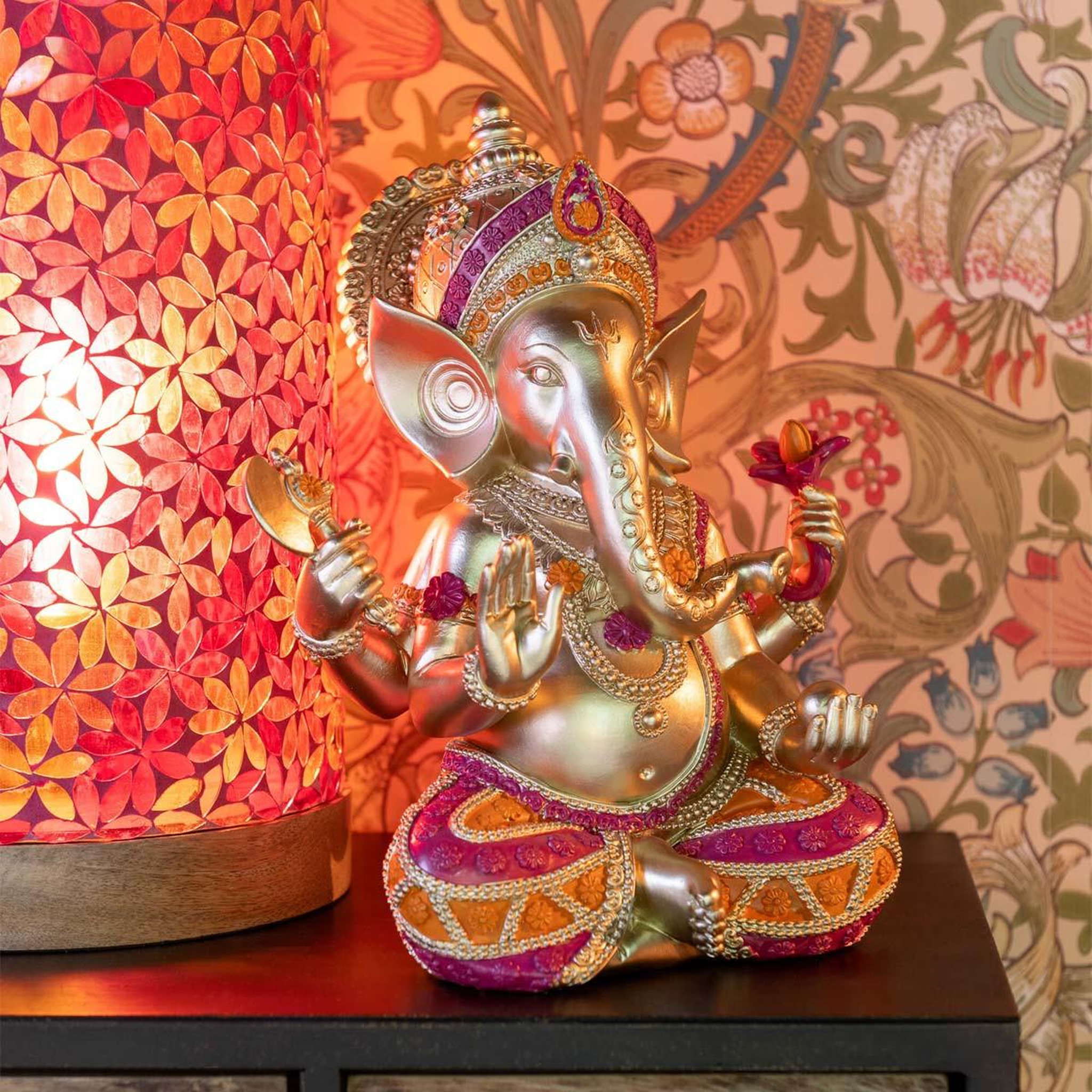 Voir la diapositive 3 : J-LINE Statuette déco en résine  ganesha  28cm multicolore