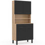 Voir la diapositive 5 : ID MARKET Buffet de cuisine 80 CM CINA 4 portes + tiroir façon hêtre et noir