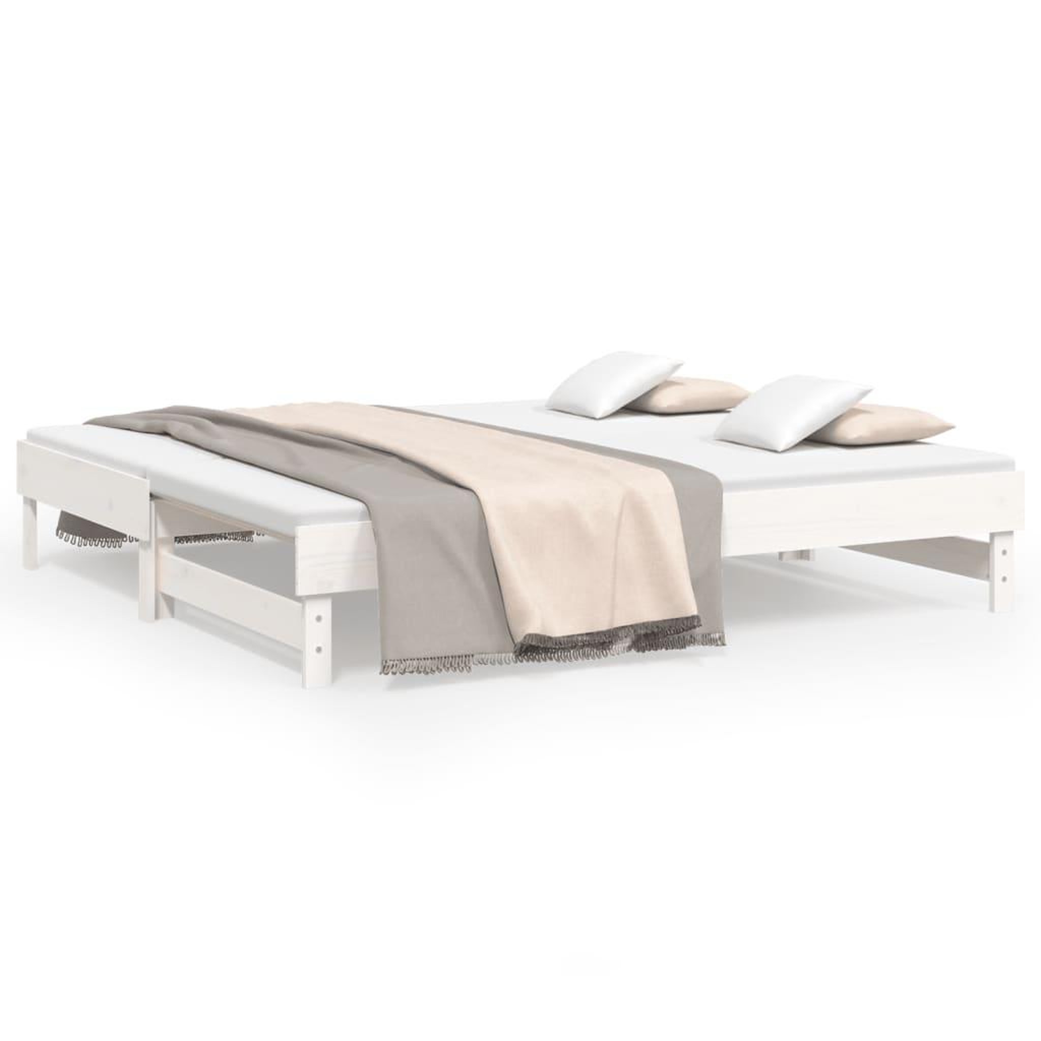 Voir la diapositive 2 : VIDAXL Lit coulissant sans matelas blanc 2x(90x190) cm