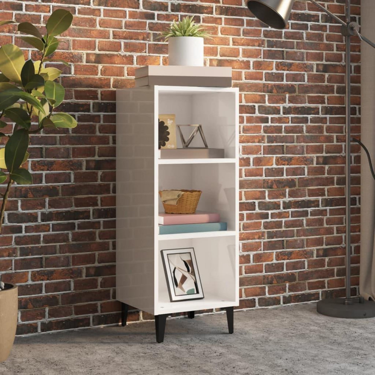 VIDAXL Buffet Blanc brillant 34,5x32,5x90 cm Bois d'ingenierie
