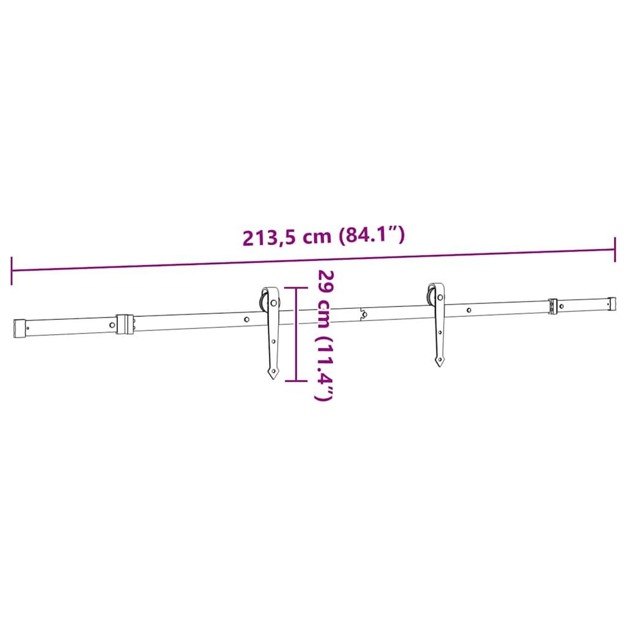Voir la diapositive 6 : VIDAXL Kit de quincaillerie de porte coulissante 213,5 cm acier noir