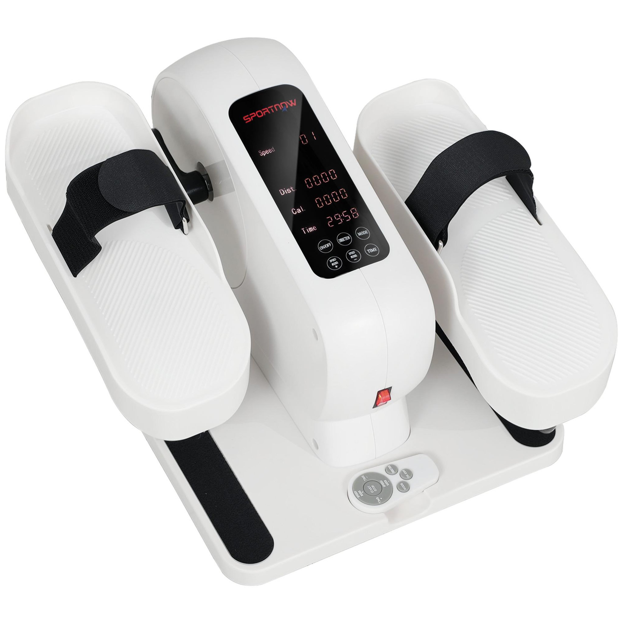 HOMCOM Mini vélo elliptique électrique - résistance réglable, compteur lcd - télécommande - noir blanc