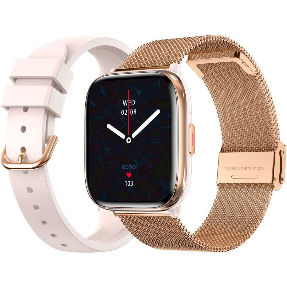 Echo Montre connectée Rainbow Nano Or Rose Silicone + Milanais