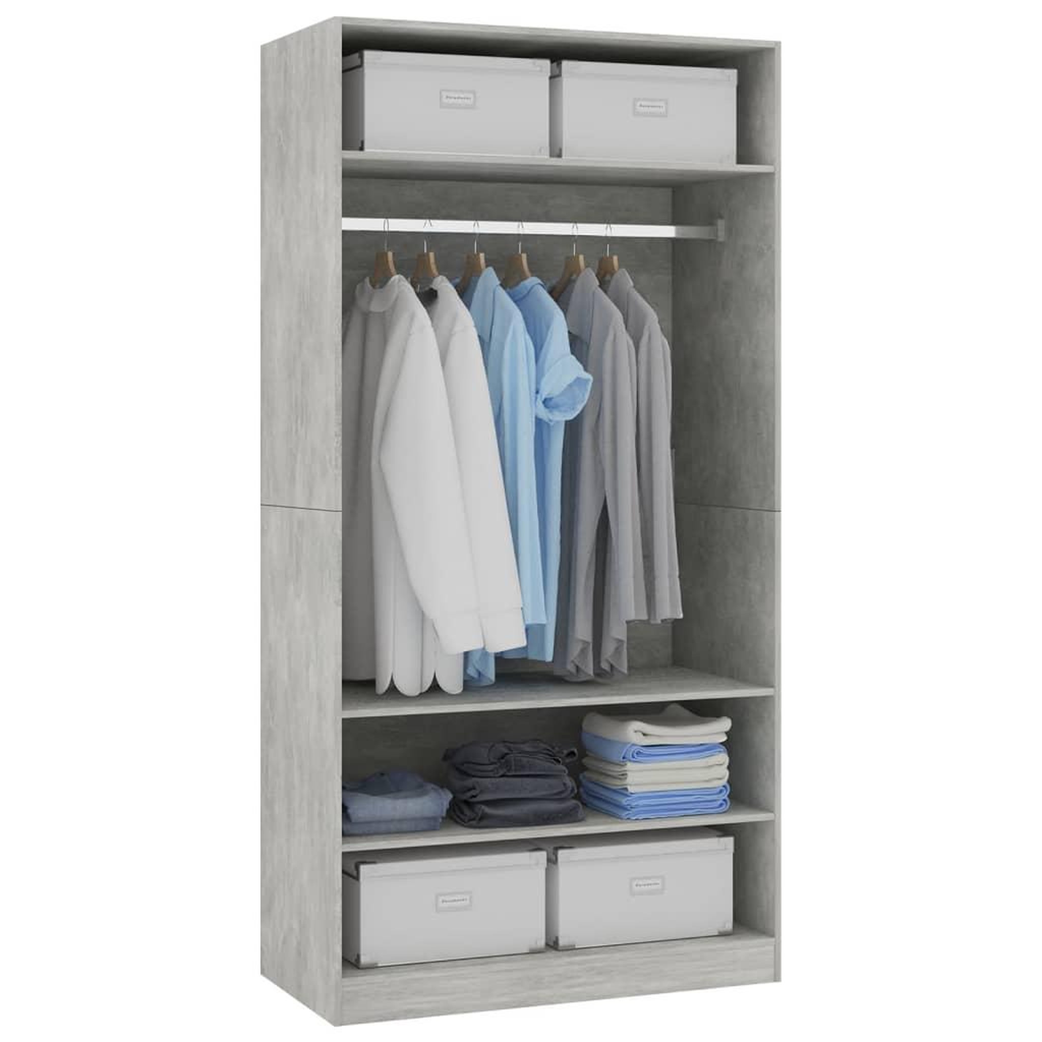 Voir la diapositive 4 : VIDAXL Garde-robe Gris cement 100 x 50 x 200 cm Agglomere