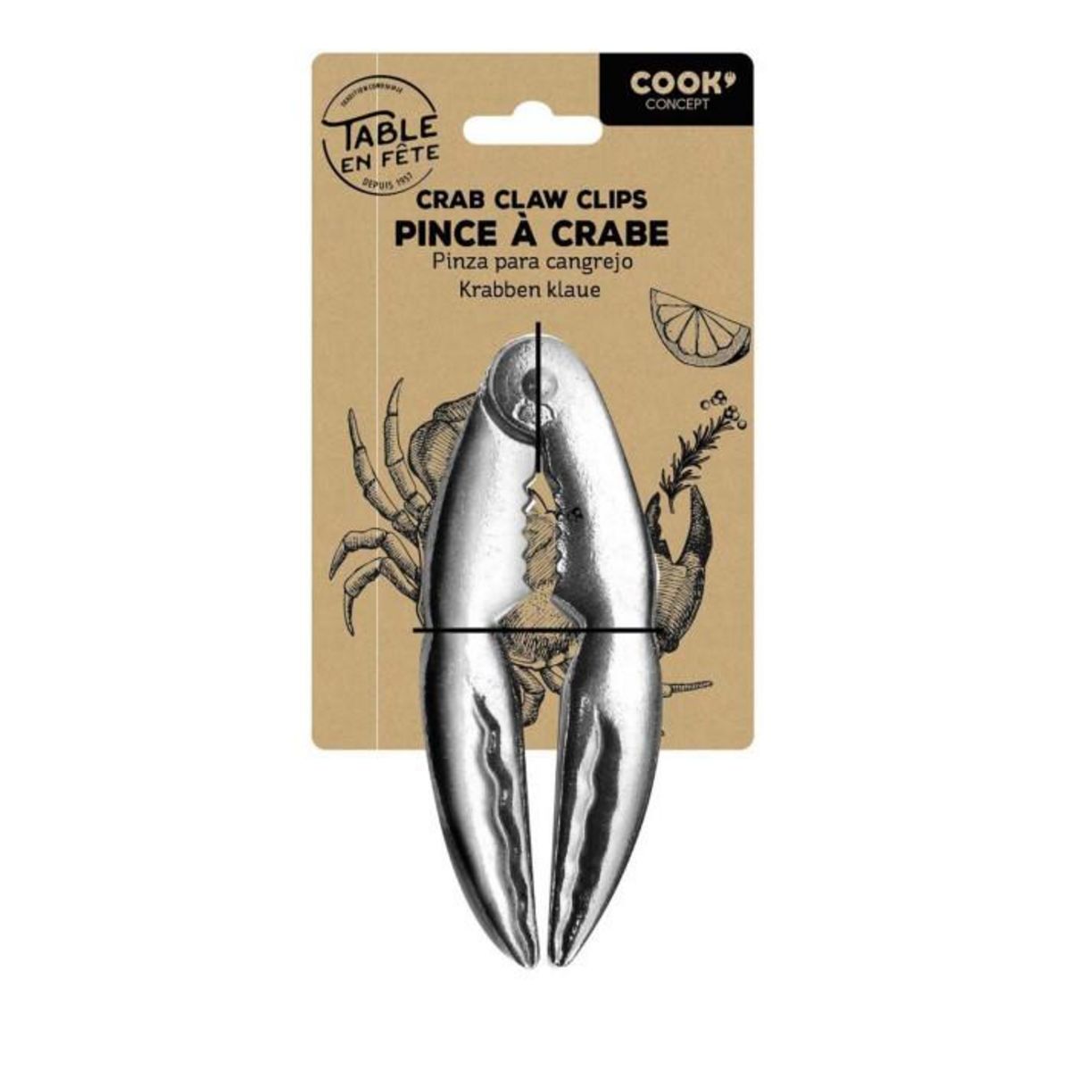 Paris Prix Pince à Crustacés en Inox  Crabe  13cm Gris