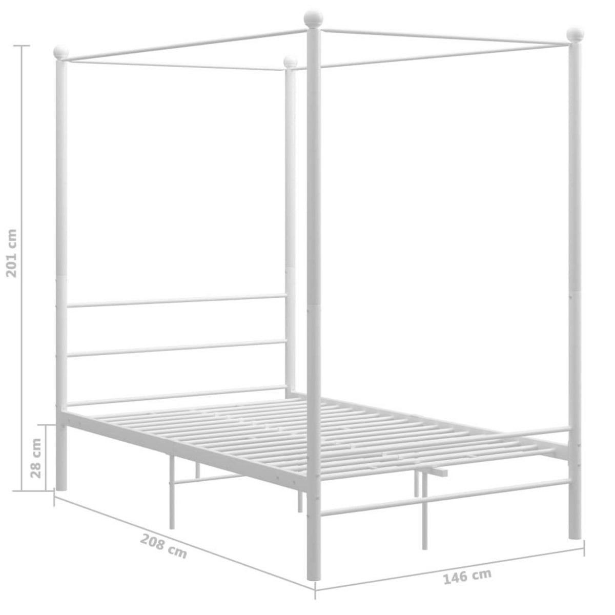 VIDAXL Cadre de lit a baldaquin sans matelas blanc 140x200 cm metal