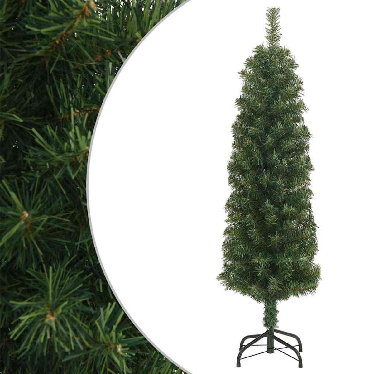 VIDAXL Sapin de Noël artificiel mince avec support vert 150 cm PVC