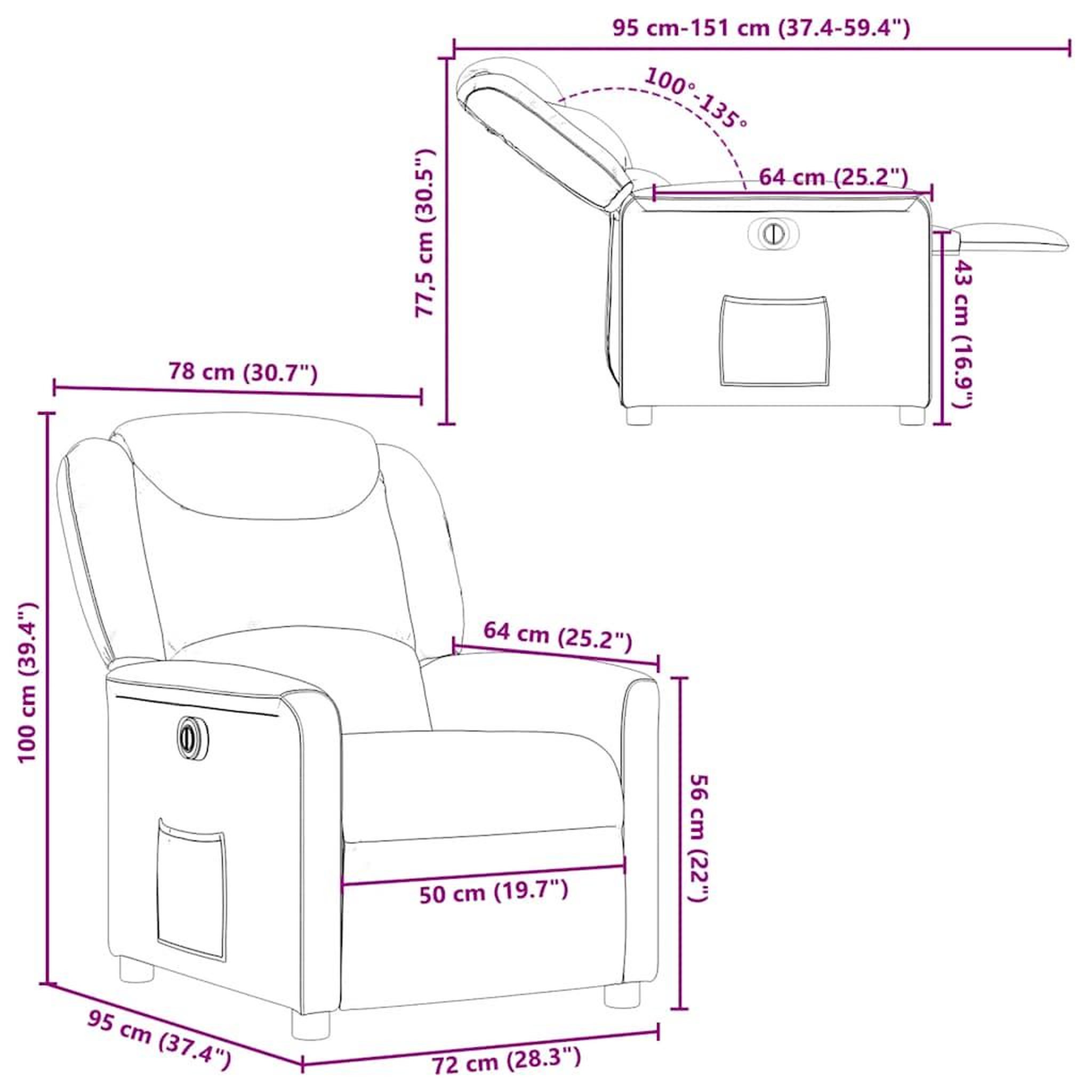 Voir la diapositive 6 : VIDAXL Fauteuil inclinable electrique Marron Tissu