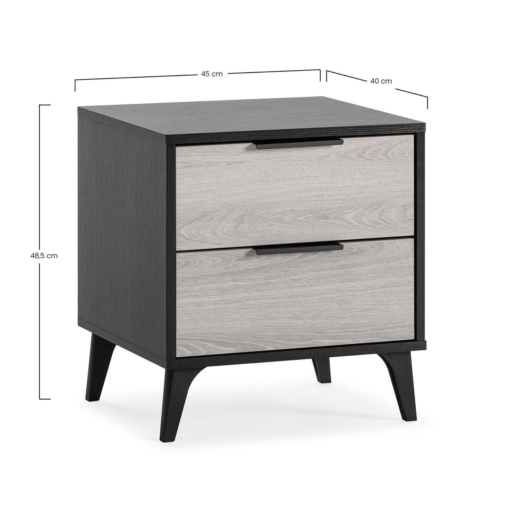 Voir la diapositive 5 : VS VENTA-STOCK Table de chevet Kalma 2 tiroirs couleur noir/chêne