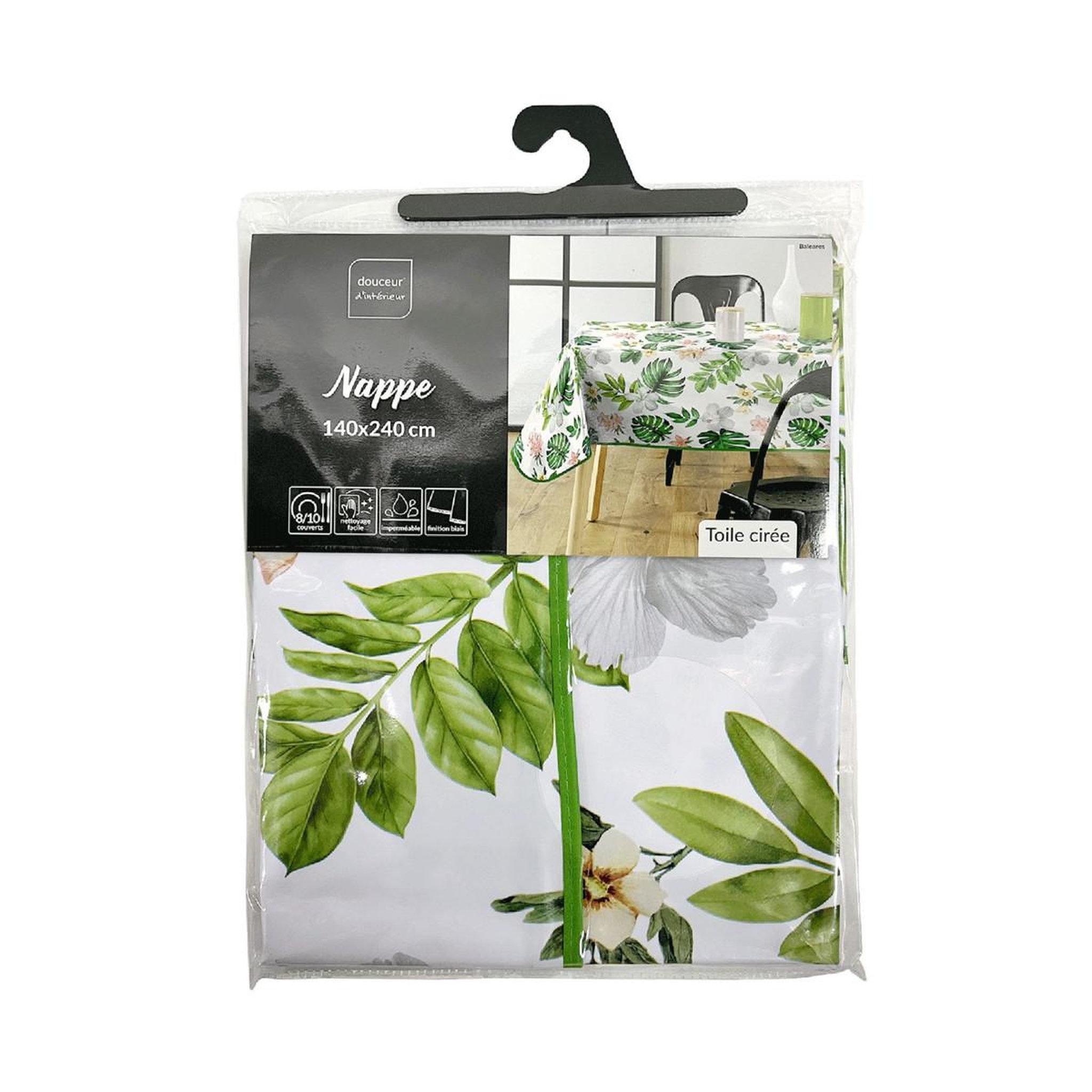 Voir la diapositive 2 : Douceur d'Intérieur Nappe toile cirée  baleares  140x240cm vert