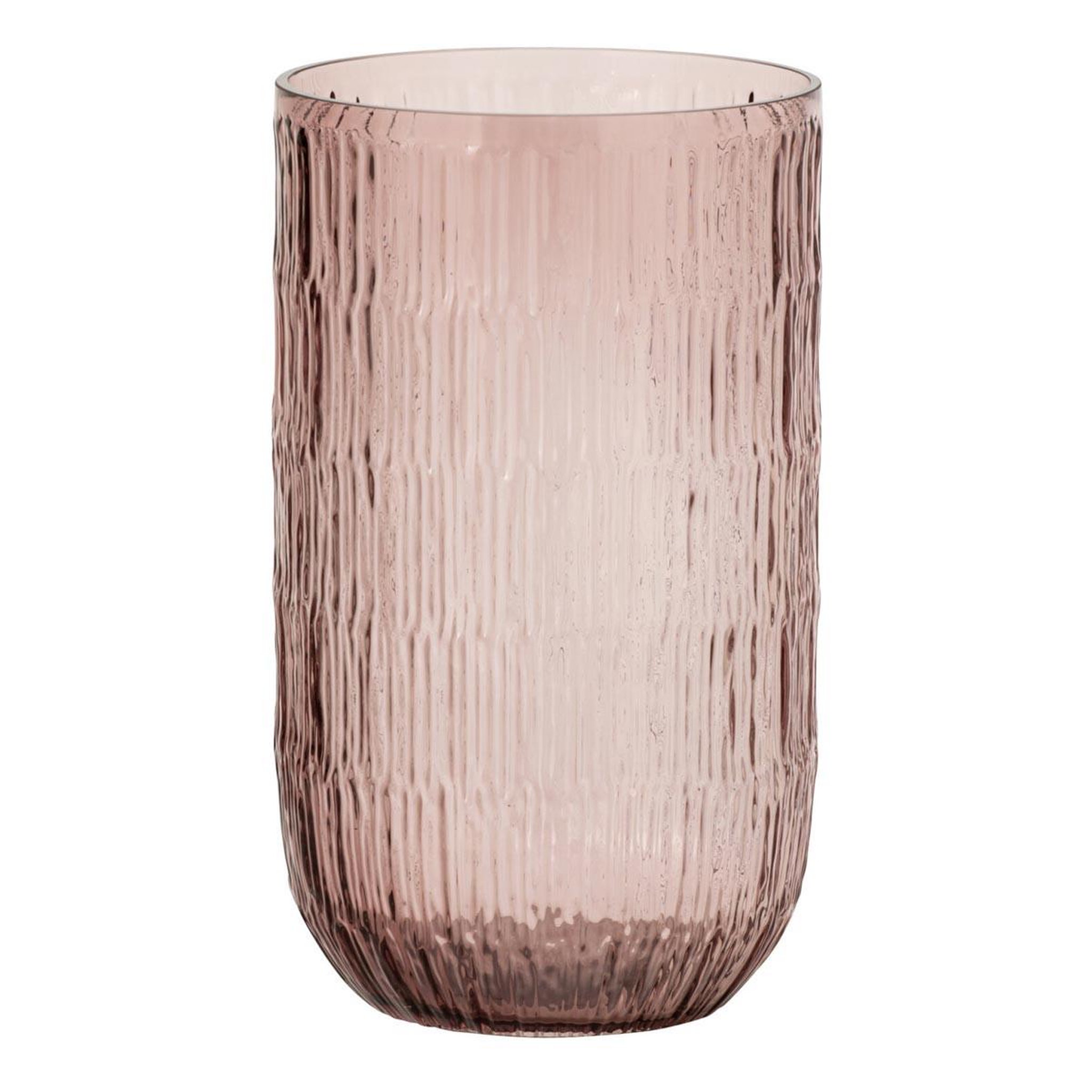 J-LINE Vase strié en verre  kyoto  31cm bordeaux